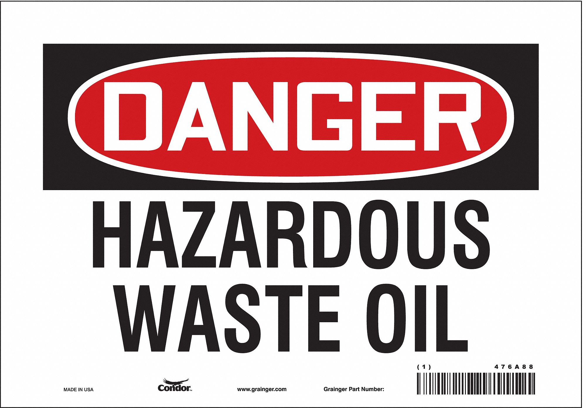 Safety Sign: Vinyl, Adhesive Sign Mounting, 7 in x 10 in Nominal Sign Size, Not Retroreflective
