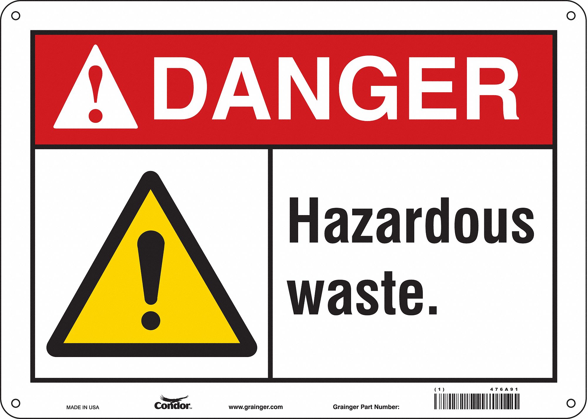Safety Sign, 10 in x 14 in, Aluminum