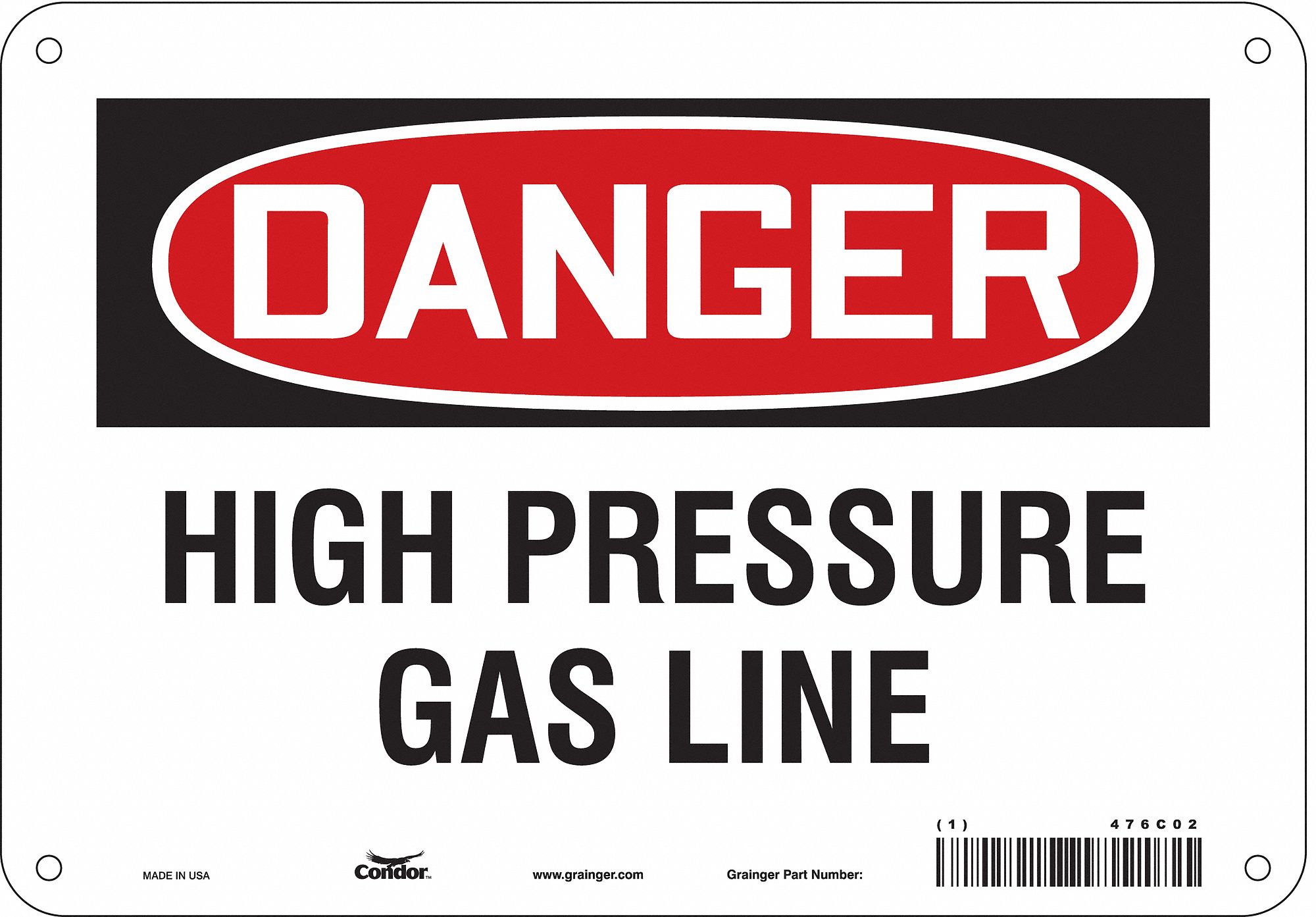 Safety Sign: Polyethylene, Mounting Holes Sign Mounting, 7 in x 10 in Nominal Sign Size