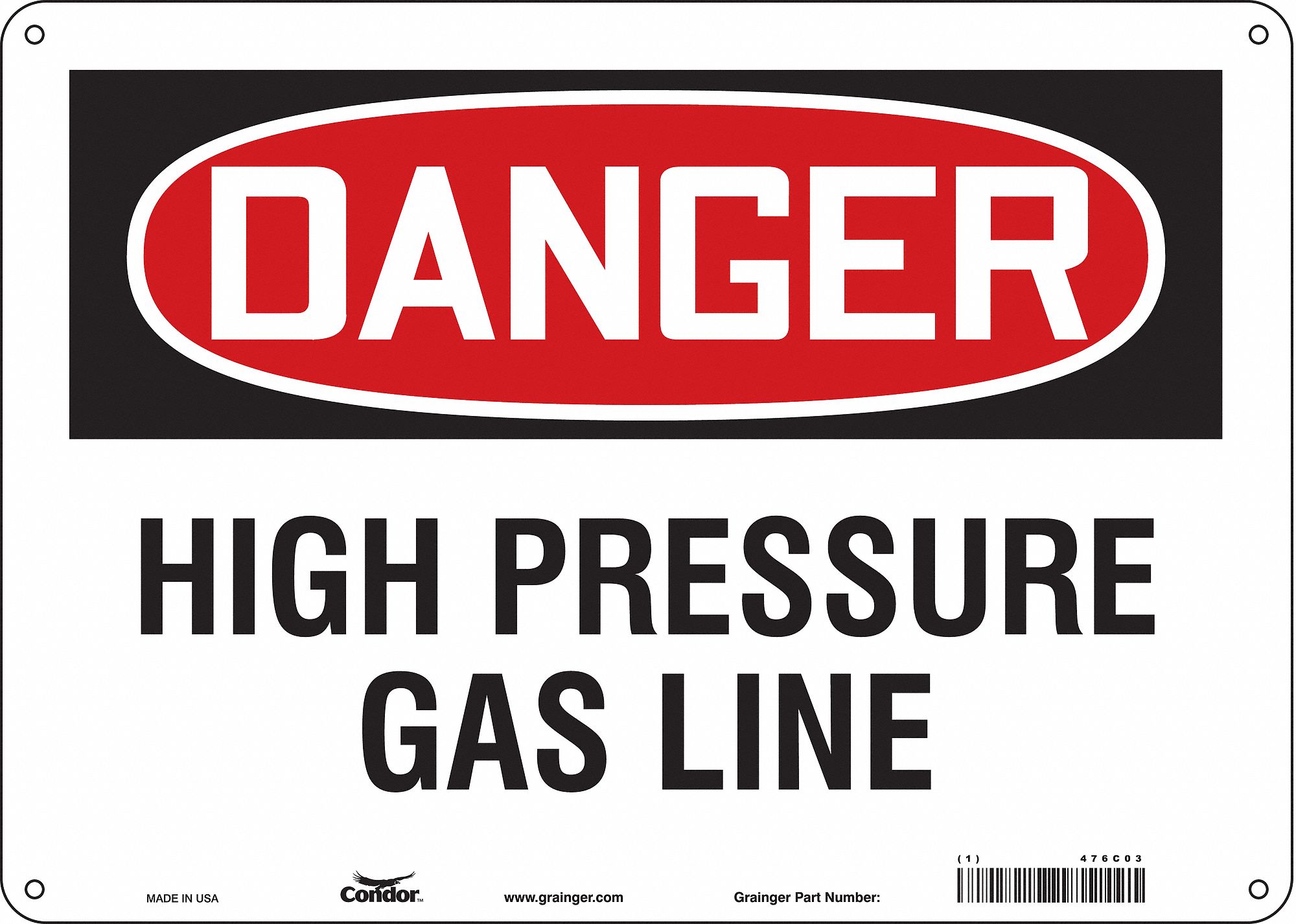 Safety Sign: Polyethylene, Mounting Holes Sign Mounting, 10 in x 14 in Nominal Sign Size