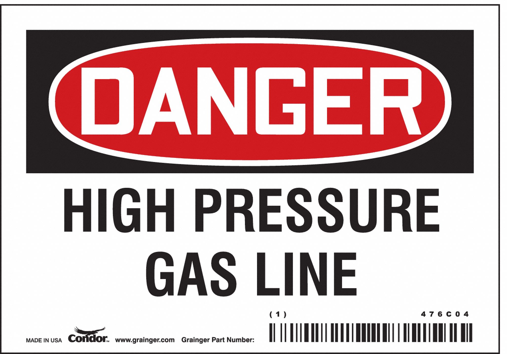 Safety Sign: Vinyl, Adhesive Sign Mounting, 3 1/2 in x 5 in Nominal Sign Size, Not Retroreflective
