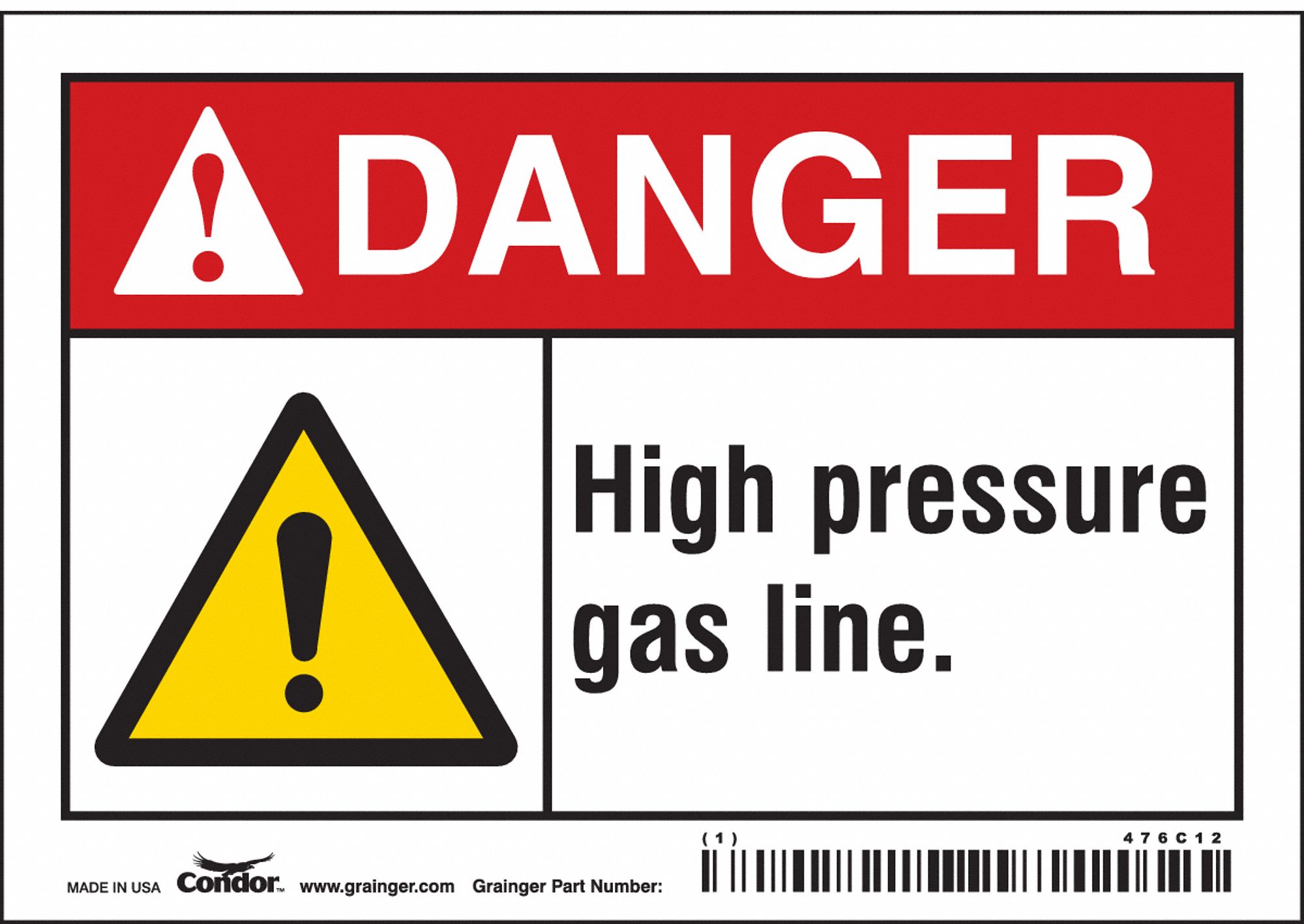 Safety Sign: Vinyl, Adhesive Sign Mounting, 3 1/2 in x 5 in Nominal Sign Size, Not Retroreflective