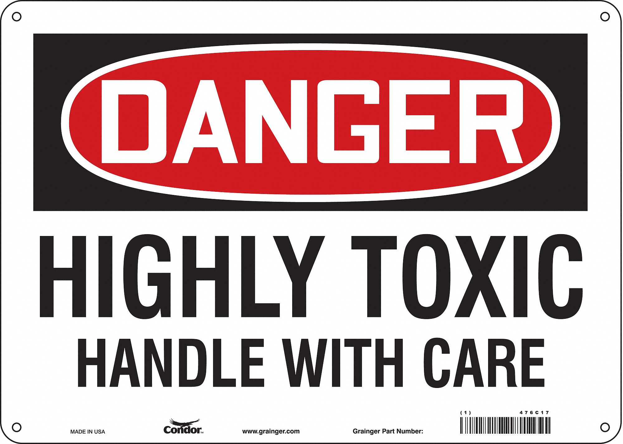 Safety Sign: Aluminum, Mounting Holes Sign Mounting, 10 in x 14 in Nominal Sign Size, 0.032 in Thick