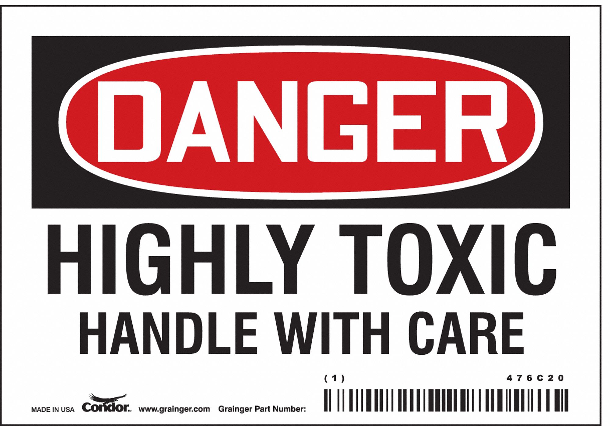 Safety Sign: Vinyl, Adhesive Sign Mounting, 3 1/2 in x 5 in Nominal Sign Size, Not Retroreflective