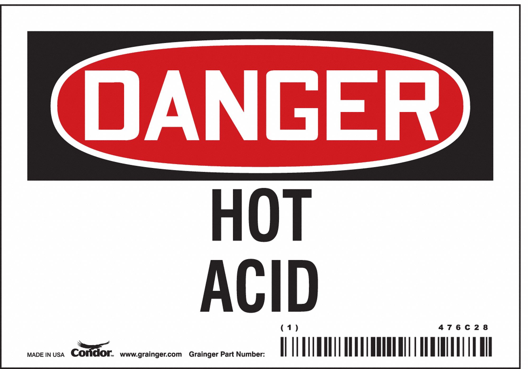 Safety Sign: Vinyl, Adhesive Sign Mounting, 3 1/2 in x 5 in Nominal Sign Size, Not Retroreflective
