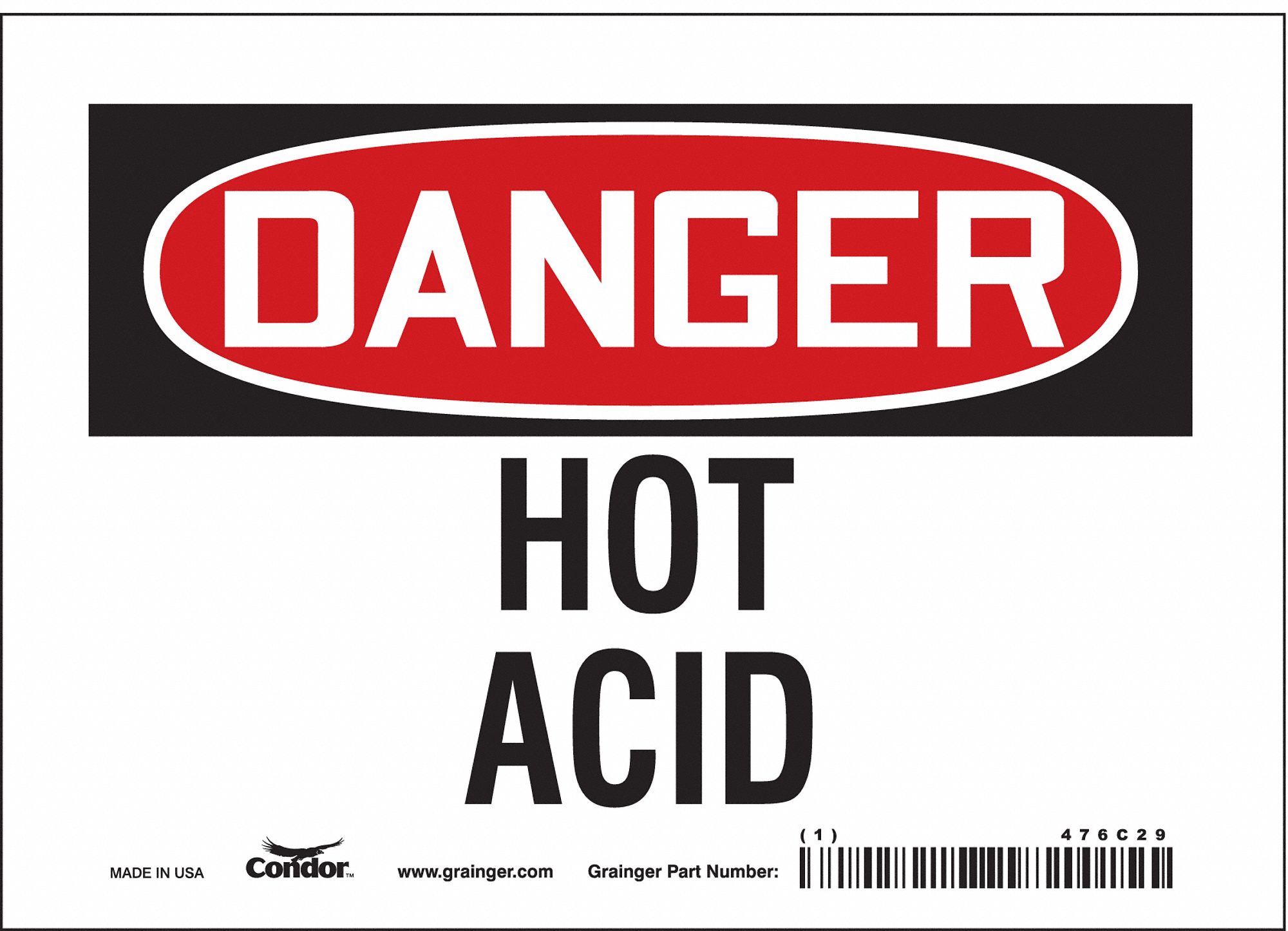 Safety Sign: Vinyl, Adhesive Sign Mounting, 5 in x 7 in Nominal Sign Size, Not Retroreflective
