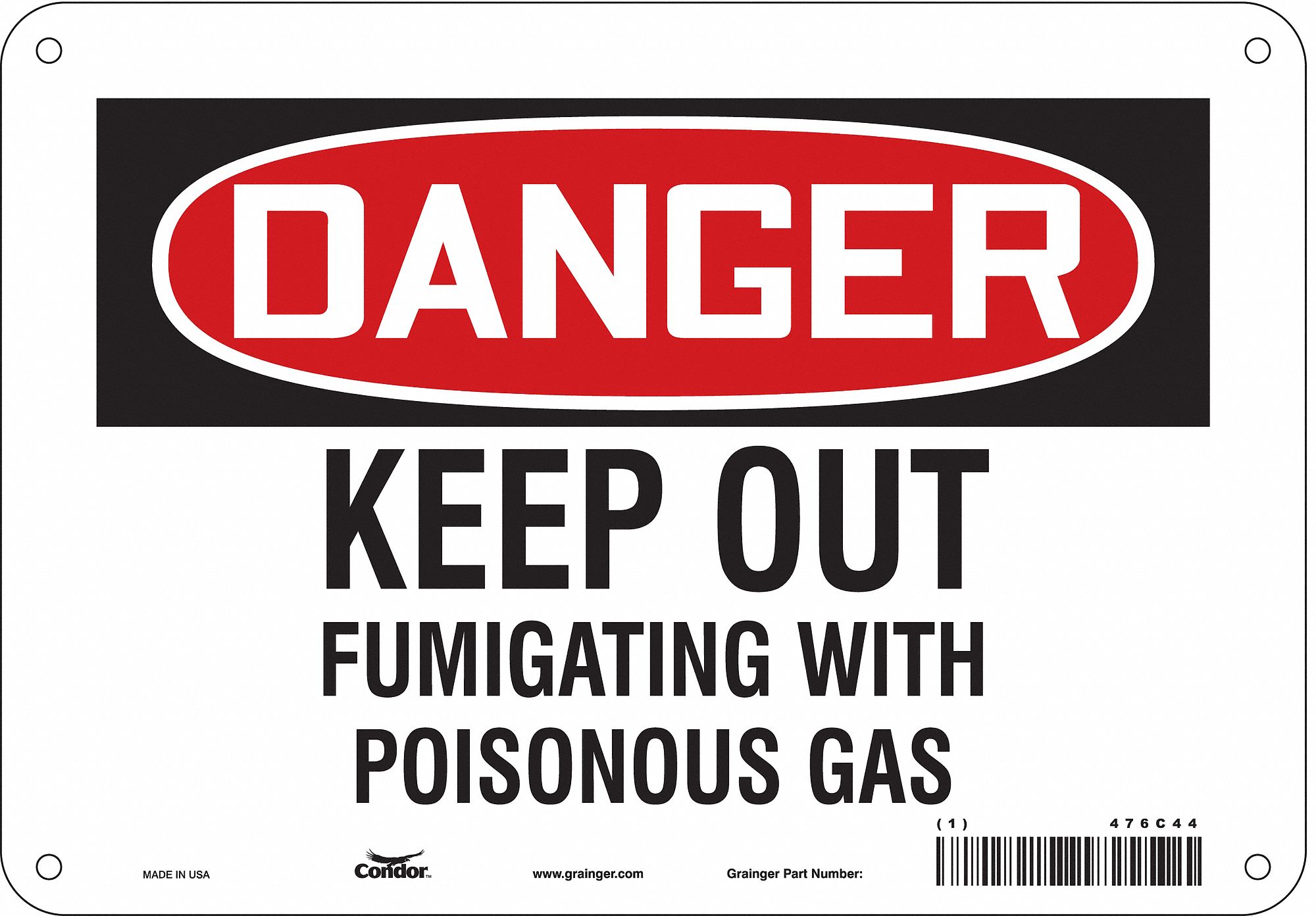 Safety Sign: Aluminum, Mounting Holes Sign Mounting, 7 in x 10 in Nominal Sign Size, 0.032 in Thick