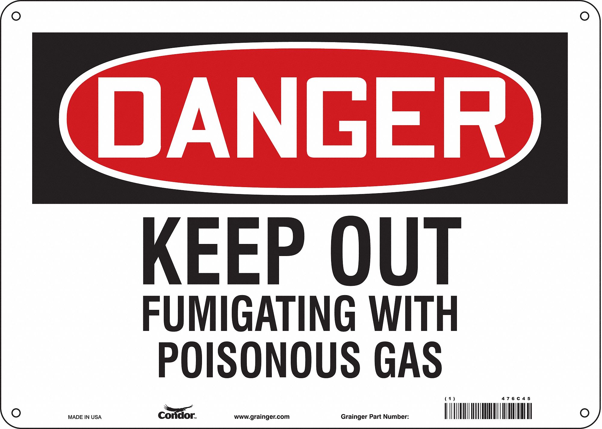 Safety Sign: Aluminum, Mounting Holes Sign Mounting, 10 in x 14 in Nominal Sign Size, 0.032 in Thick