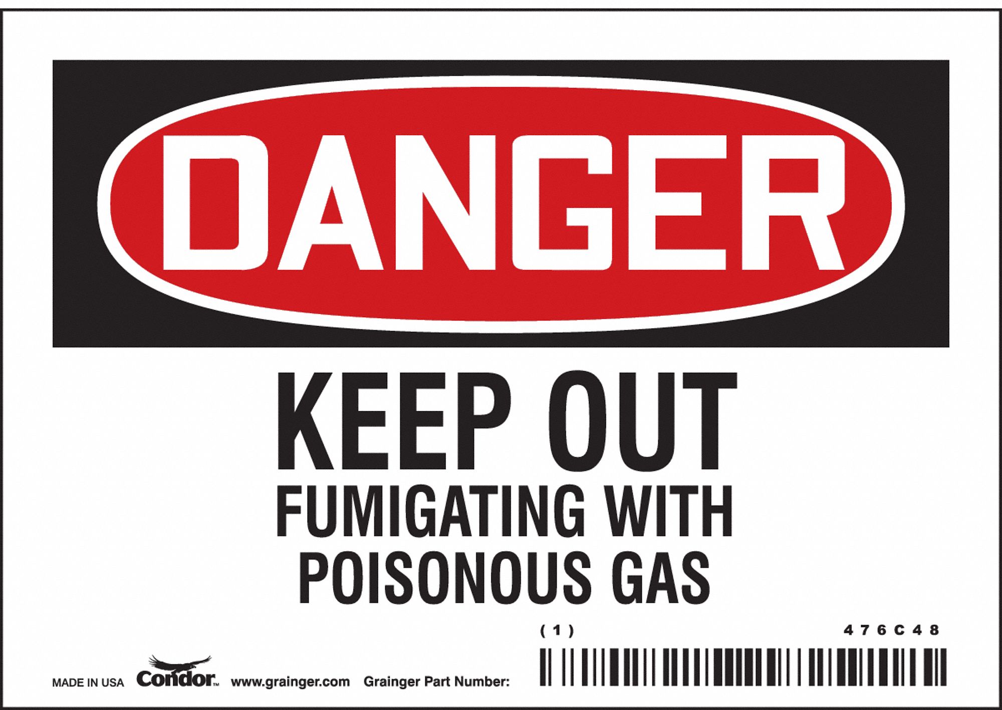 Safety Sign: Vinyl, Adhesive Sign Mounting, 3 1/2 in x 5 in Nominal Sign Size, Not Retroreflective