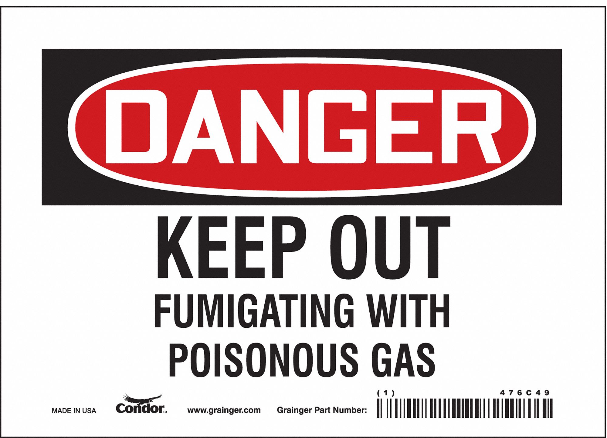 Safety Sign: Vinyl, Adhesive Sign Mounting, 5 in x 7 in Nominal Sign Size, Not Retroreflective