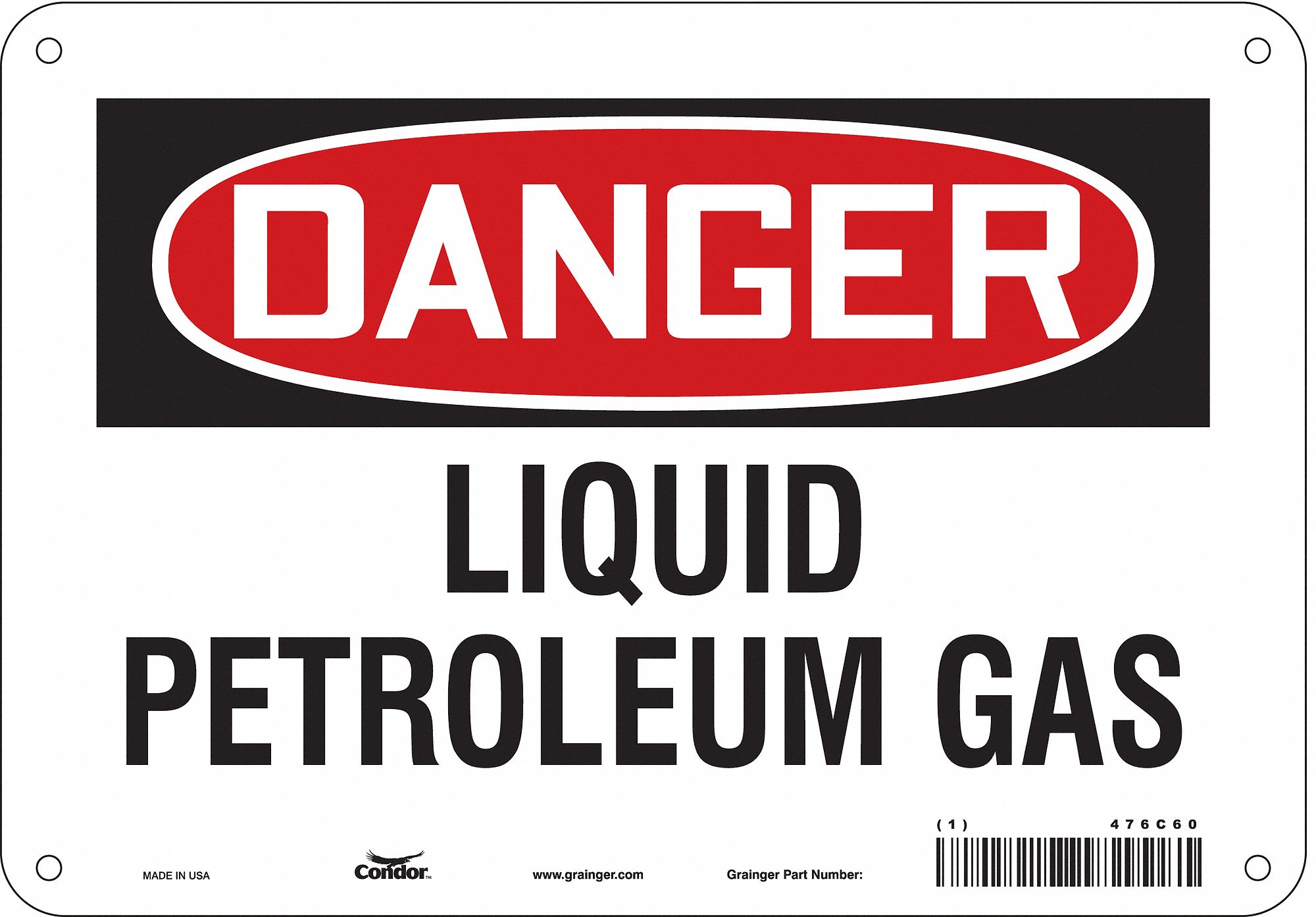Safety Sign: Aluminum, Mounting Holes Sign Mounting, 7 in x 10 in Nominal Sign Size, 0.032 in Thick
