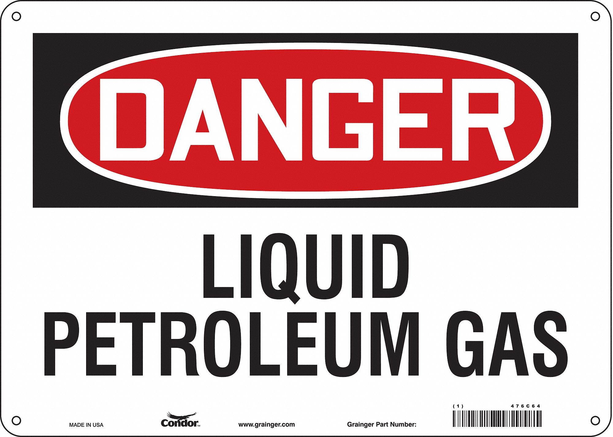 Safety Sign: Polyethylene, Mounting Holes Sign Mounting, 10 in x 14 in Nominal Sign Size