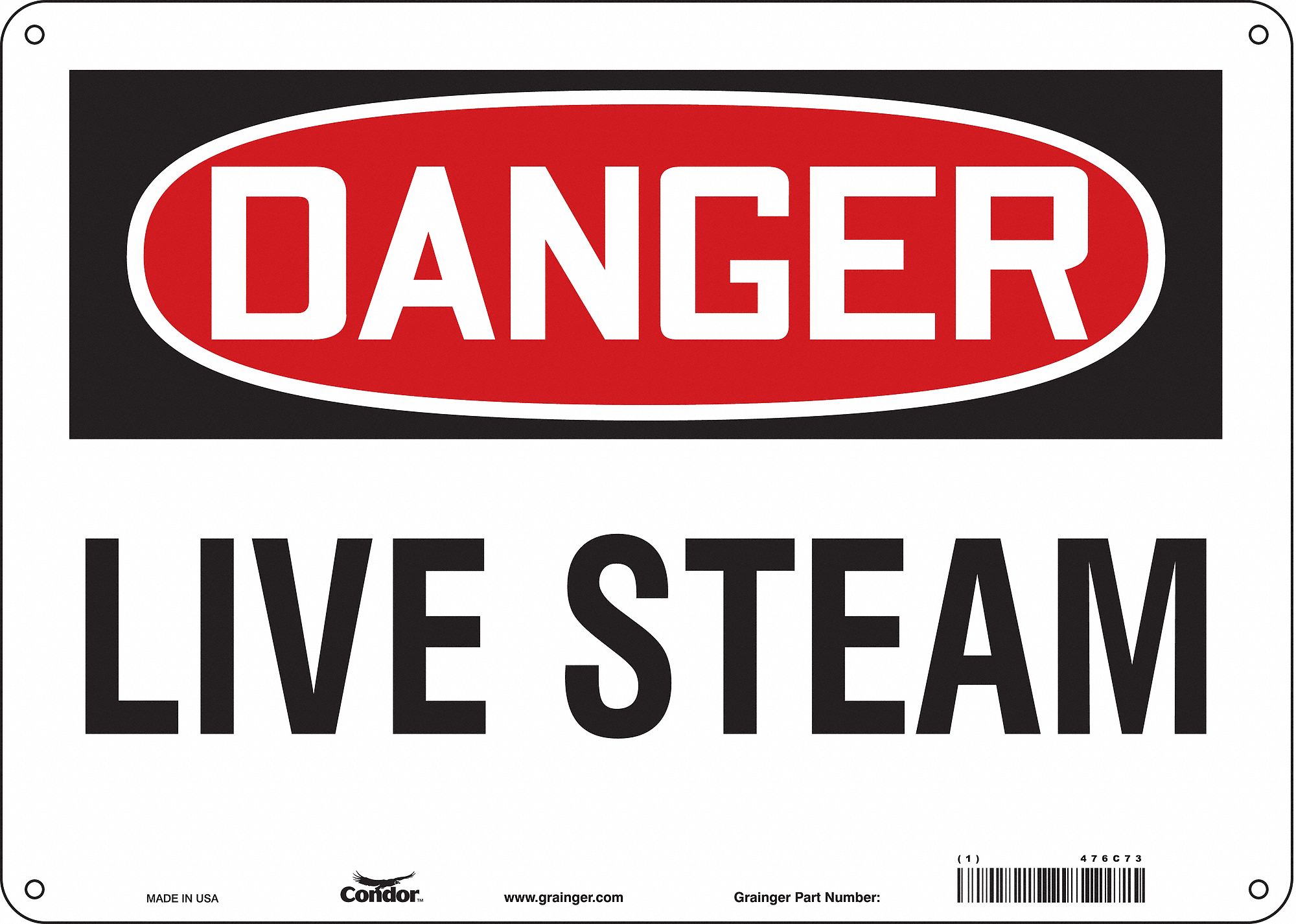 Safety Sign: Polyethylene, Mounting Holes Sign Mounting, 10 in x 14 in Nominal Sign Size
