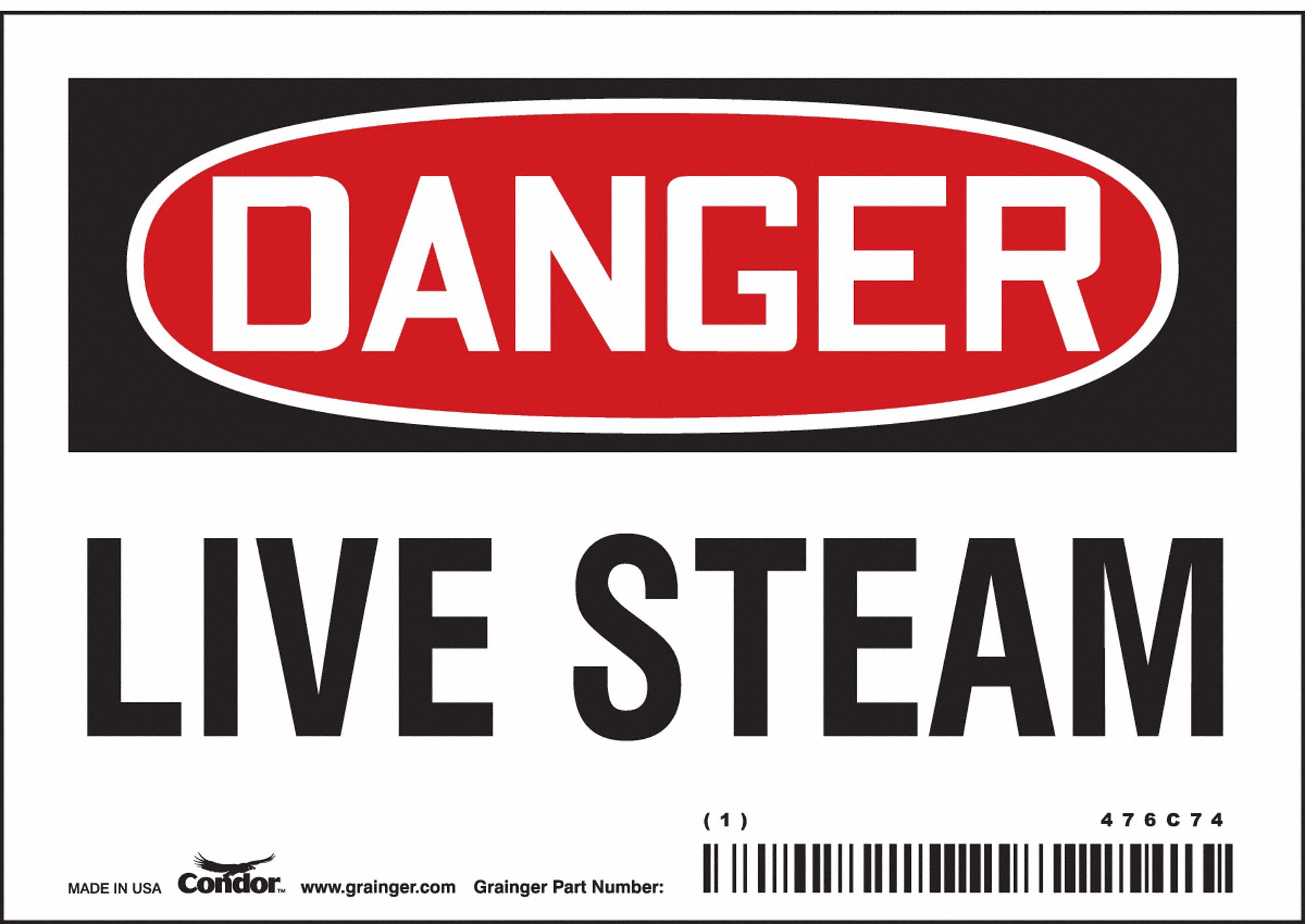 Safety Sign: Vinyl, Adhesive Sign Mounting, 3 1/2 in x 5 in Nominal Sign Size, Not Retroreflective