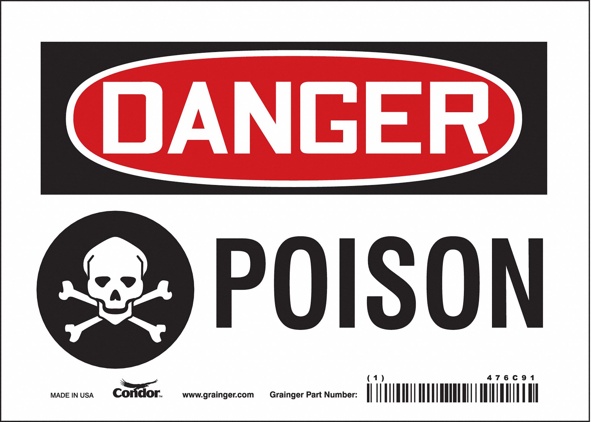 Safety Sign: Vinyl, Adhesive Sign Mounting, 5 in x 7 in Nominal Sign Size, Not Retroreflective