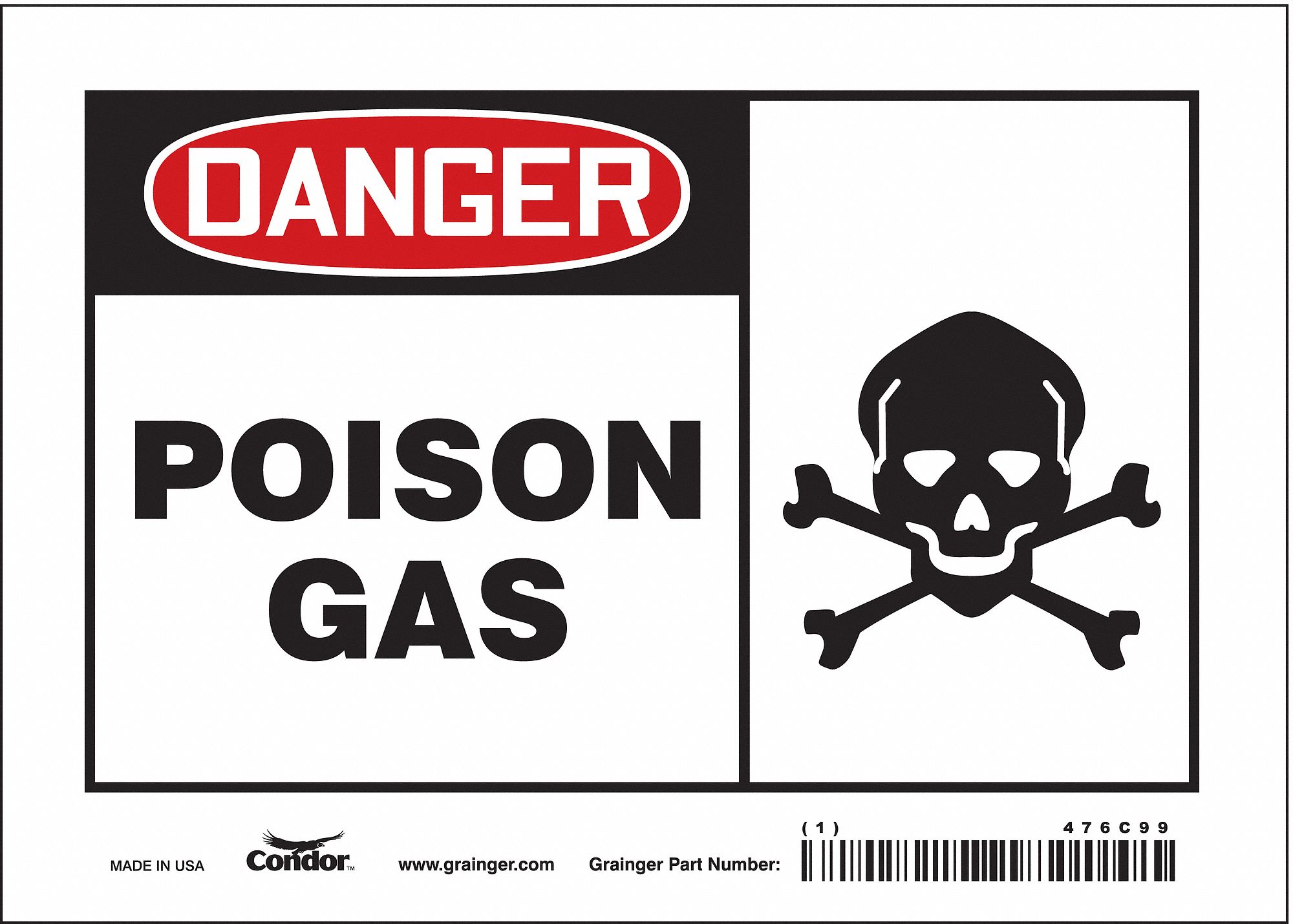 Safety Sign: Vinyl, Adhesive Sign Mounting, 5 in x 7 in Nominal Sign Size, Not Retroreflective