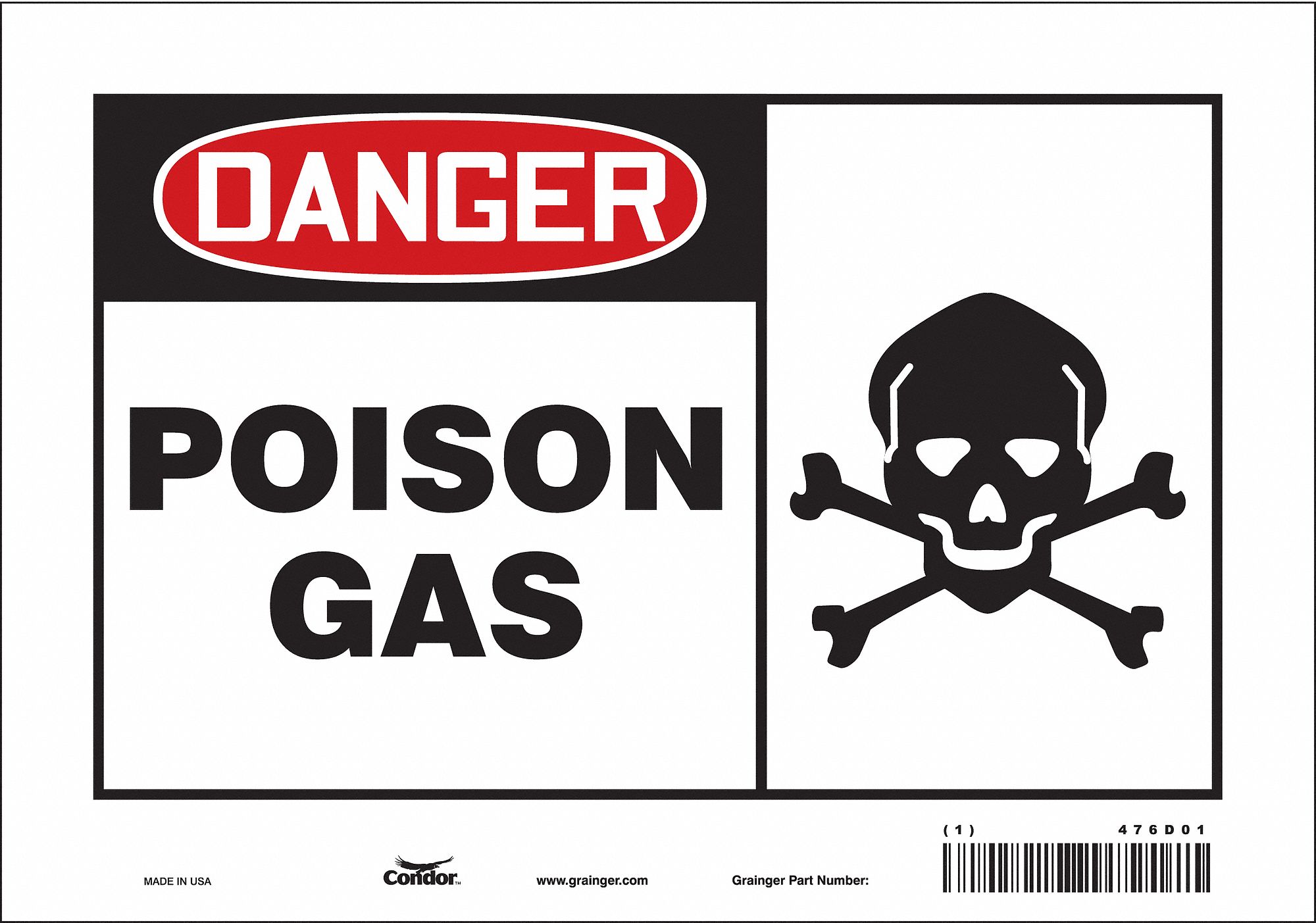 Safety Sign: Vinyl, Adhesive Sign Mounting, 7 in x 10 in Nominal Sign Size, Not Retroreflective