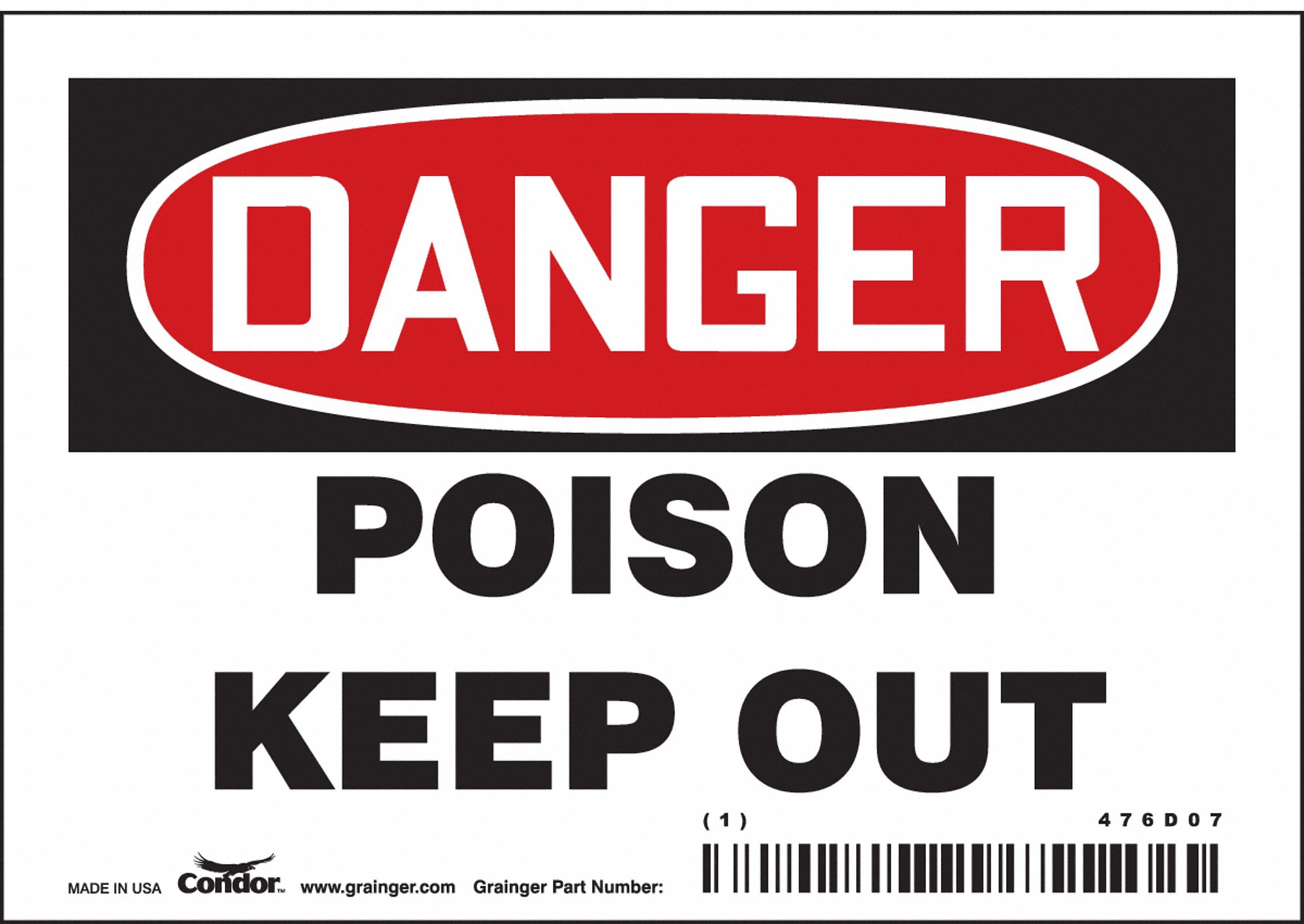 Safety Sign: Vinyl, Adhesive Sign Mounting, 3 1/2 in x 5 in Nominal Sign Size, Not Retroreflective