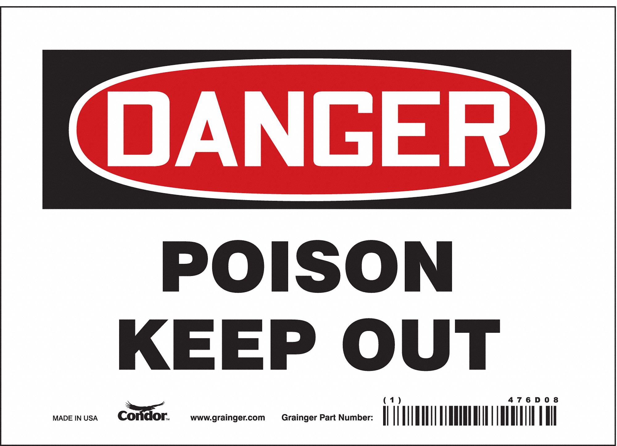 Safety Sign: Vinyl, Adhesive Sign Mounting, 5 in x 7 in Nominal Sign Size, Not Retroreflective