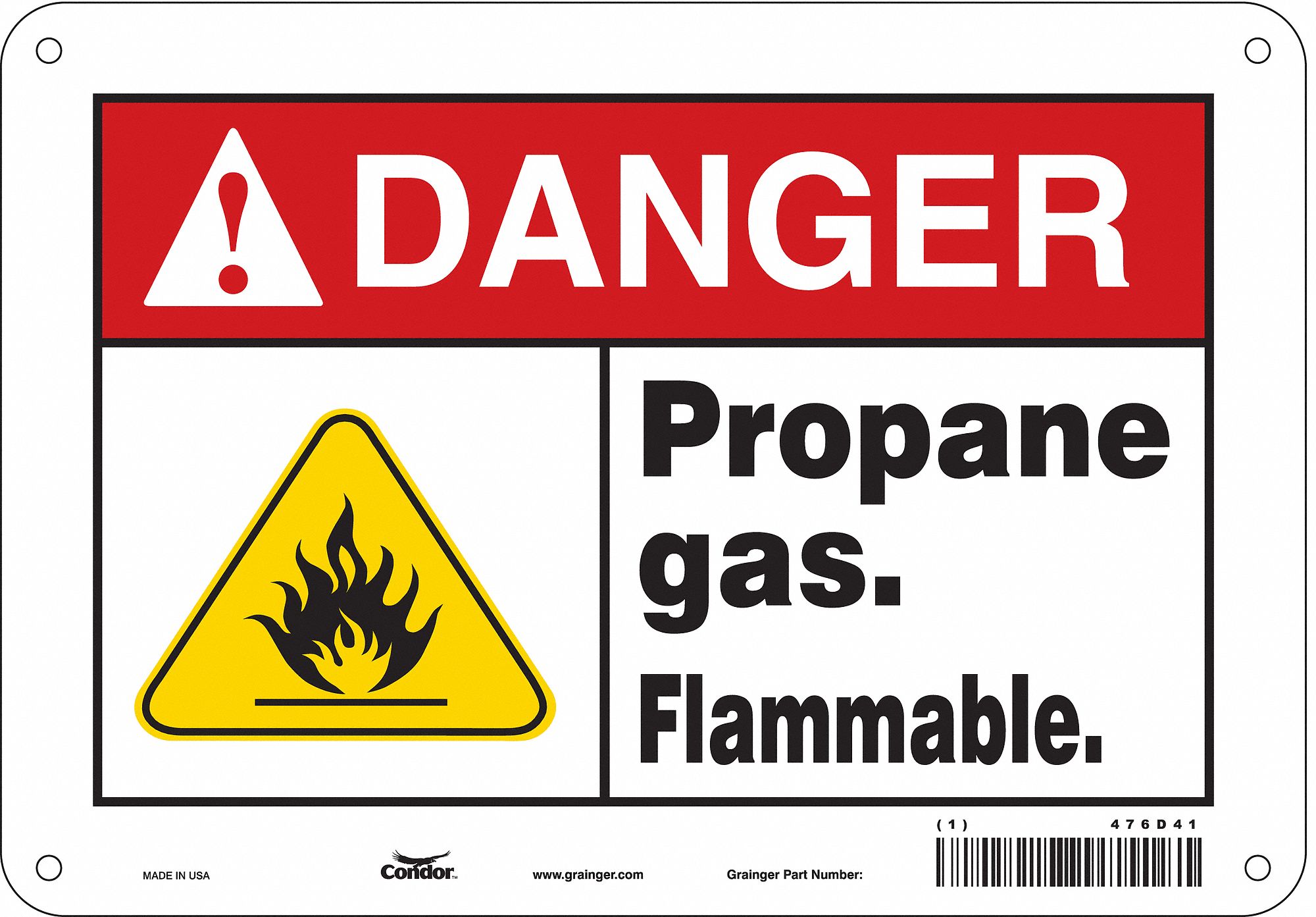 Safety Sign: Aluminum, Mounting Holes Sign Mounting, 7 in x 10 in Nominal Sign Size, 0.032 in Thick