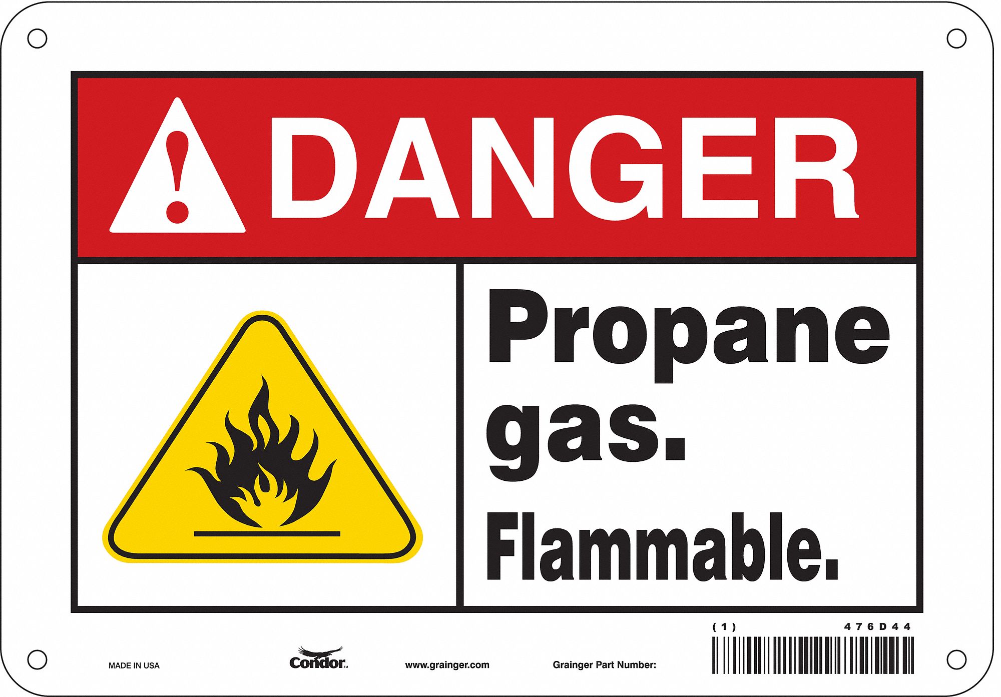 Safety Sign: Polyethylene, Mounting Holes Sign Mounting, 7 in x 10 in Nominal Sign Size