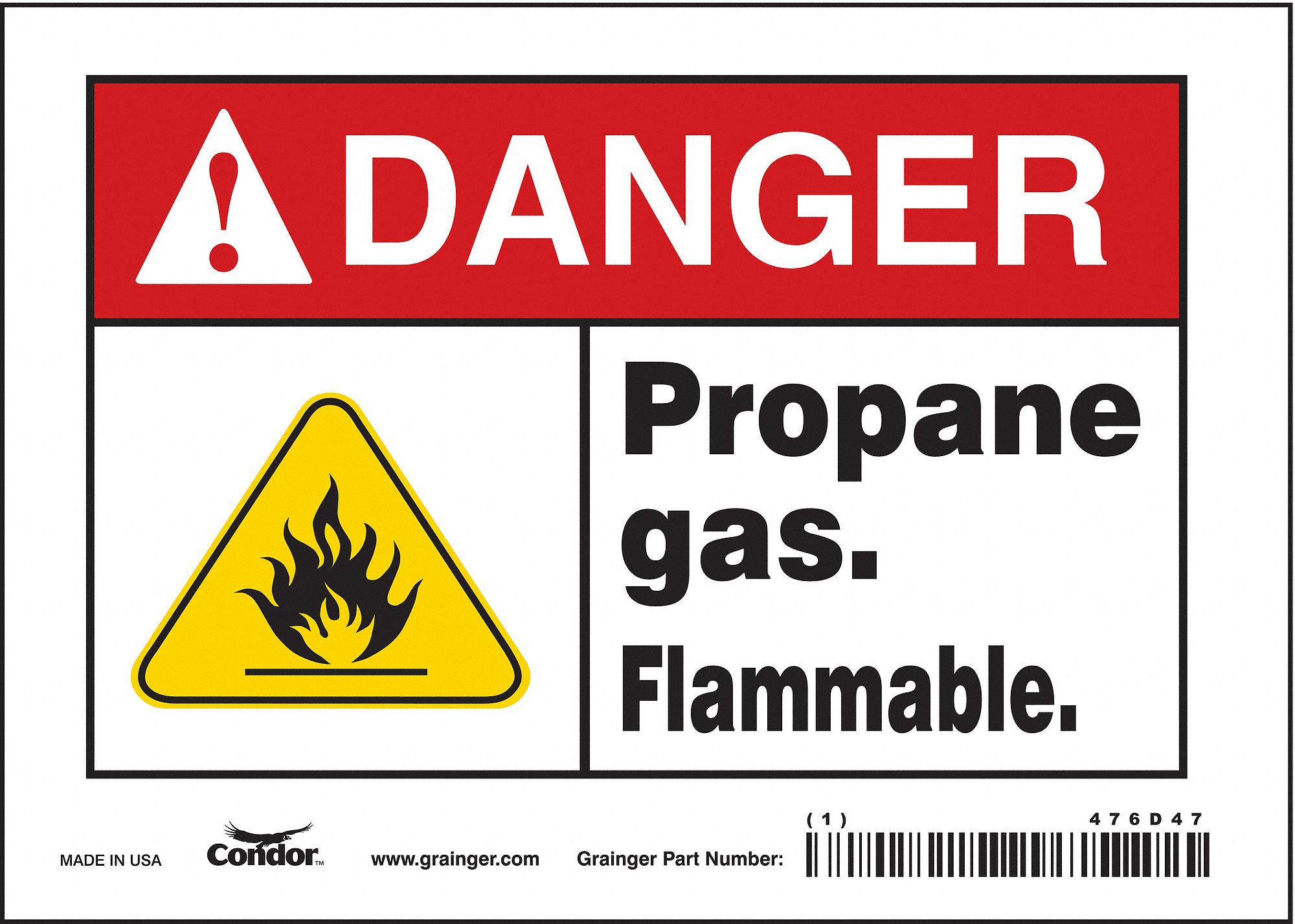 Safety Sign: Vinyl, Adhesive Sign Mounting, 5 in x 7 in Nominal Sign Size, Not Retroreflective