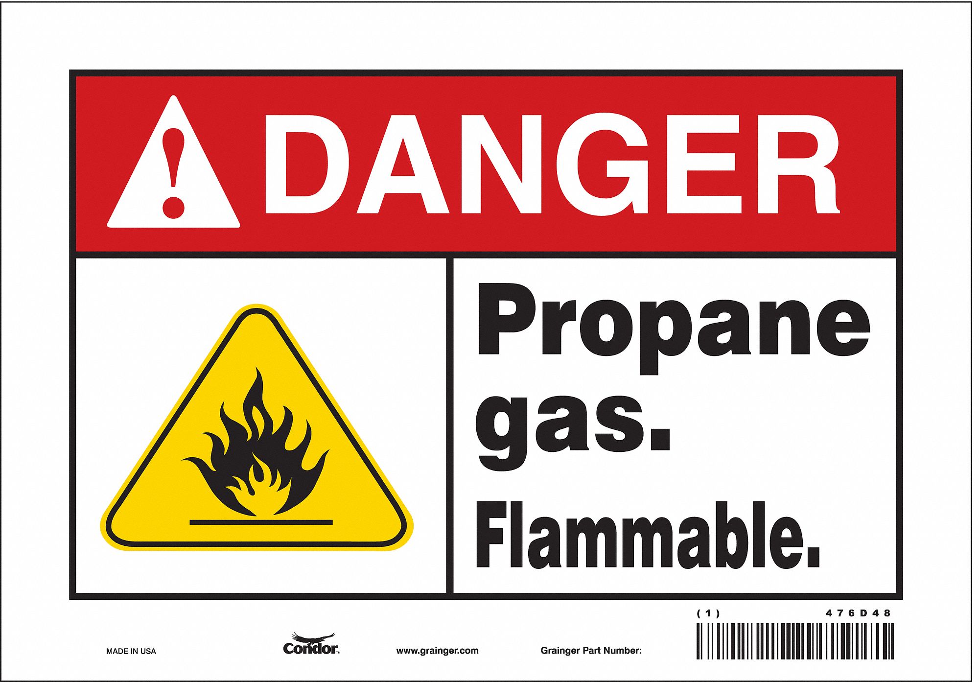 Safety Sign: Vinyl, Adhesive Sign Mounting, 7 in x 10 in Nominal Sign Size, Not Retroreflective