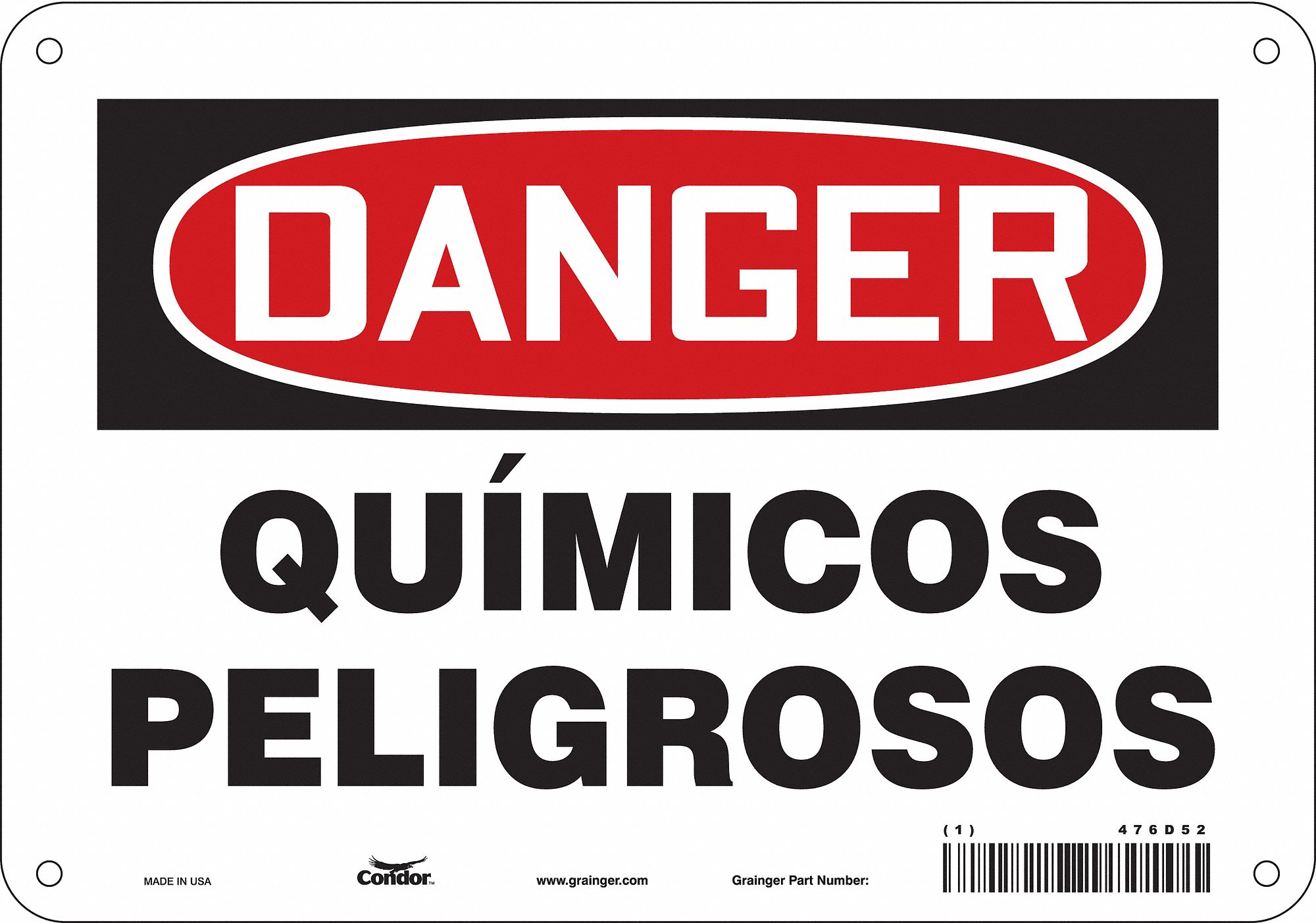 Safety Sign: Polyethylene, Mounting Holes Sign Mounting, 7 in x 10 in Nominal Sign Size