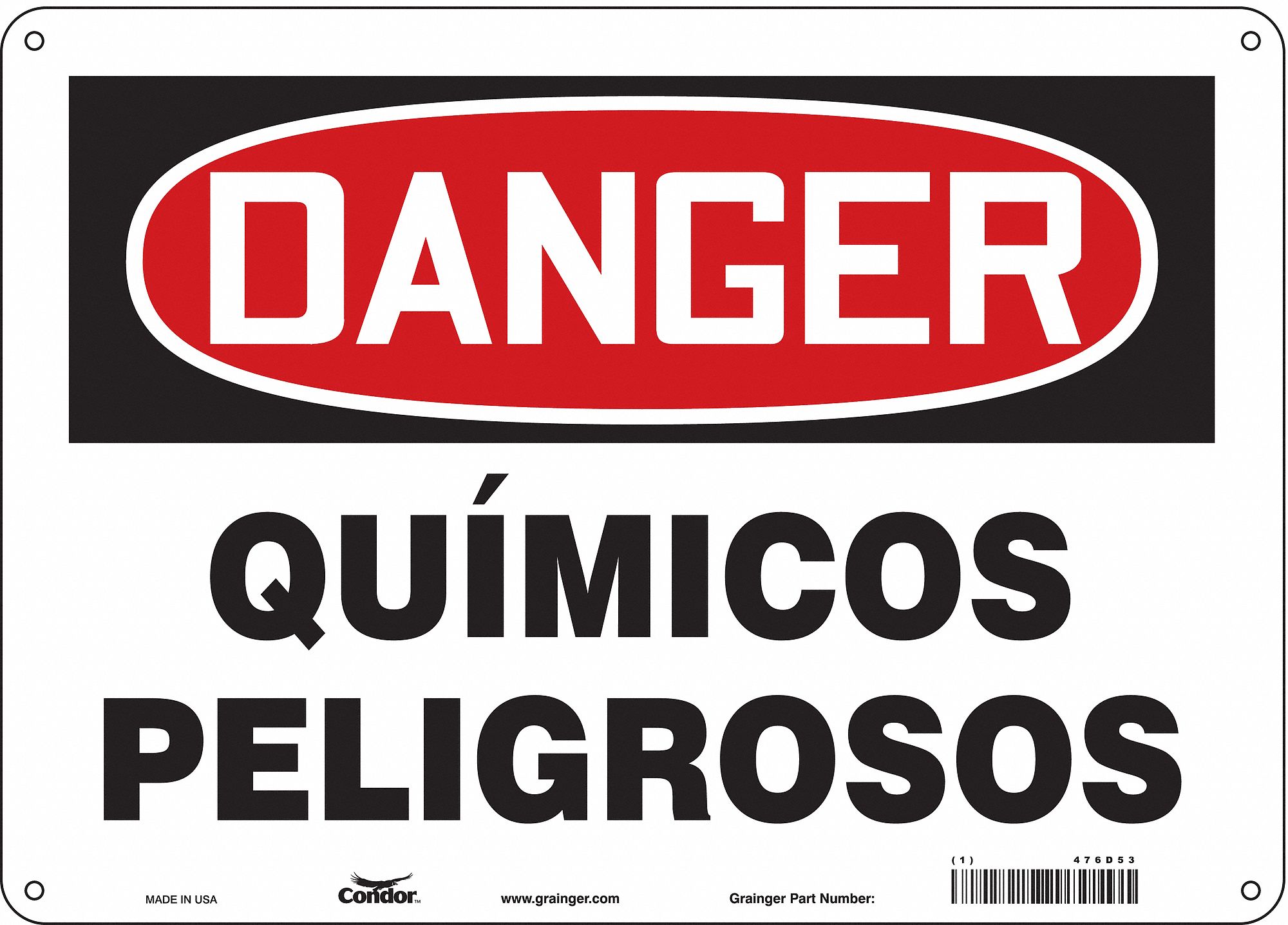 Safety Sign: Polyethylene, Mounting Holes Sign Mounting, 10 in x 14 in Nominal Sign Size