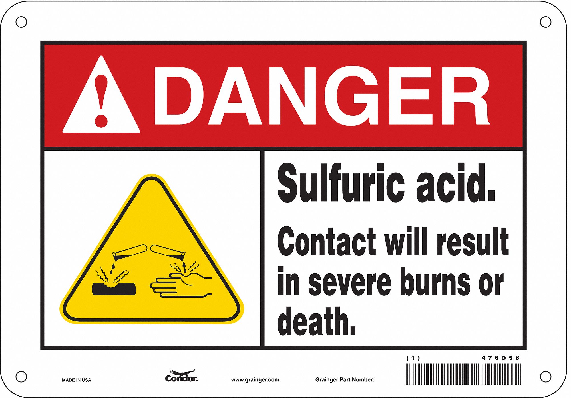 Safety Sign: Aluminum, Mounting Holes Sign Mounting, 7 in x 10 in Nominal Sign Size, 0.032 in Thick