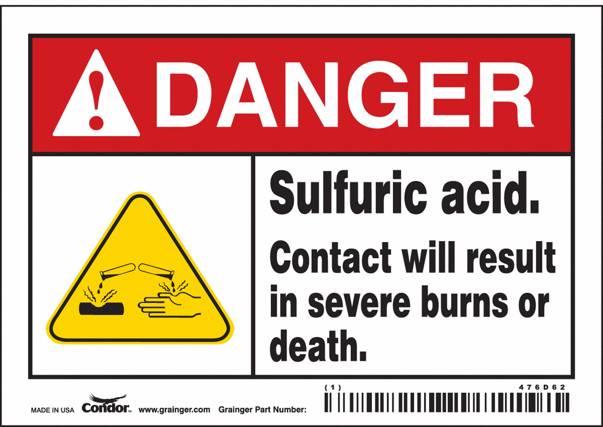 Safety Sign: Vinyl, Adhesive Sign Mounting, 3 1/2 in x 5 in Nominal Sign Size, Not Retroreflective