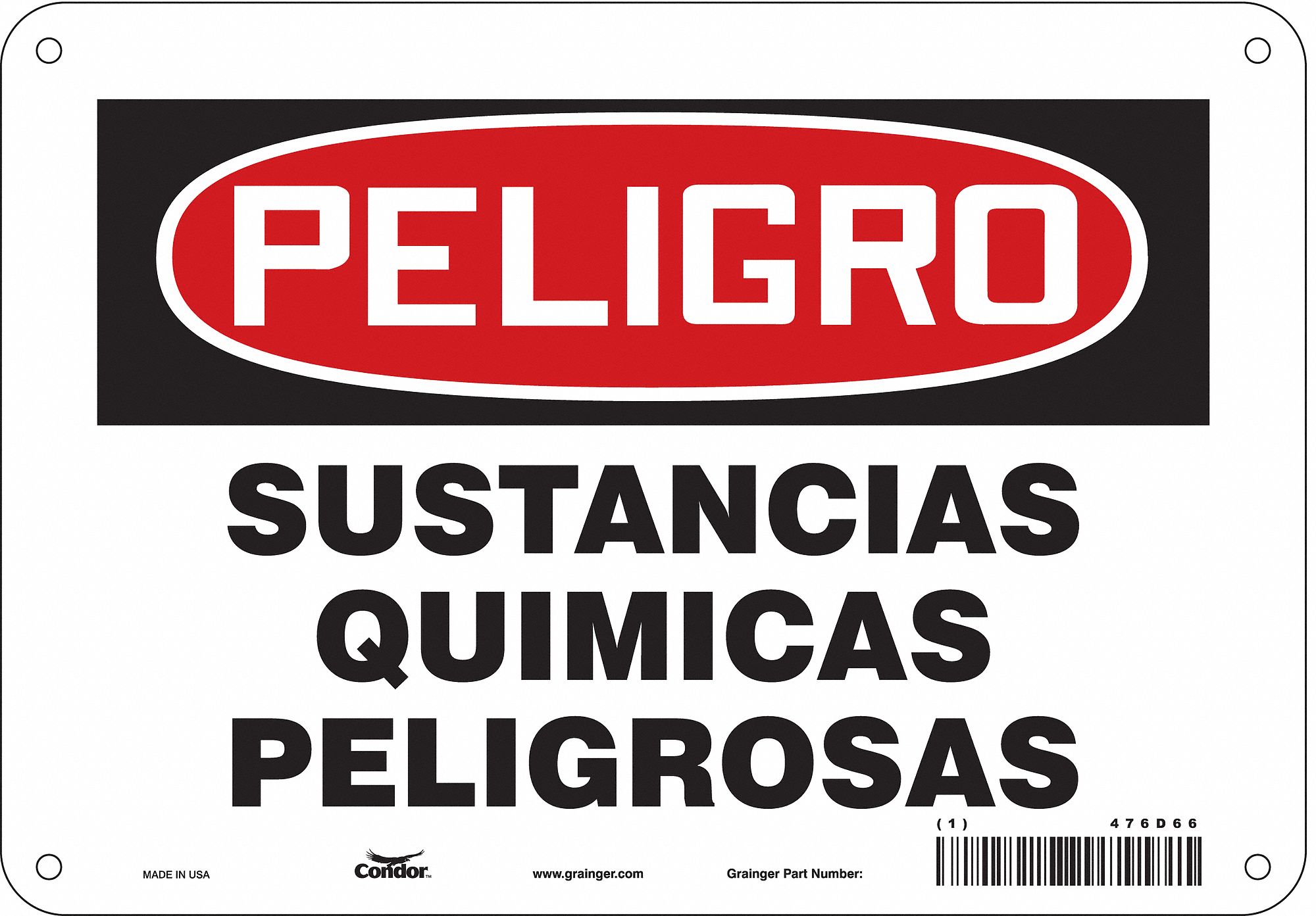 Safety Sign: Aluminum, Mounting Holes Sign Mounting, 7 in x 10 in Nominal Sign Size, 0.032 in Thick