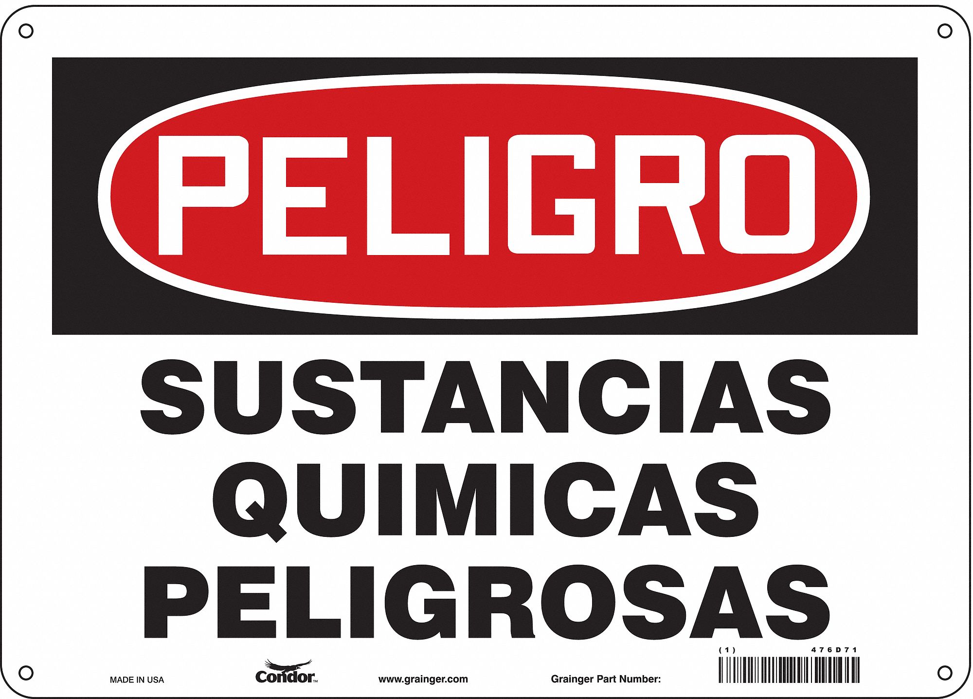 Safety Sign: Polyethylene, Mounting Holes Sign Mounting, 10 in x 14 in Nominal Sign Size