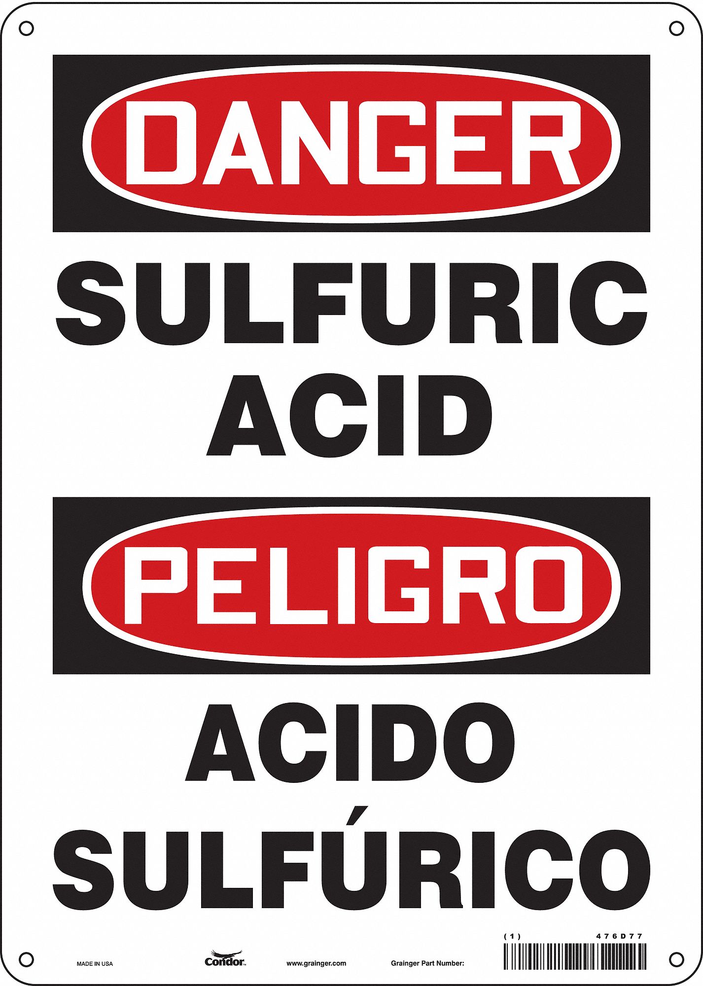 Safety Sign: Aluminum, Mounting Holes Sign Mounting, 14 in x 10 in Nominal Sign Size, 0.032 in Thick