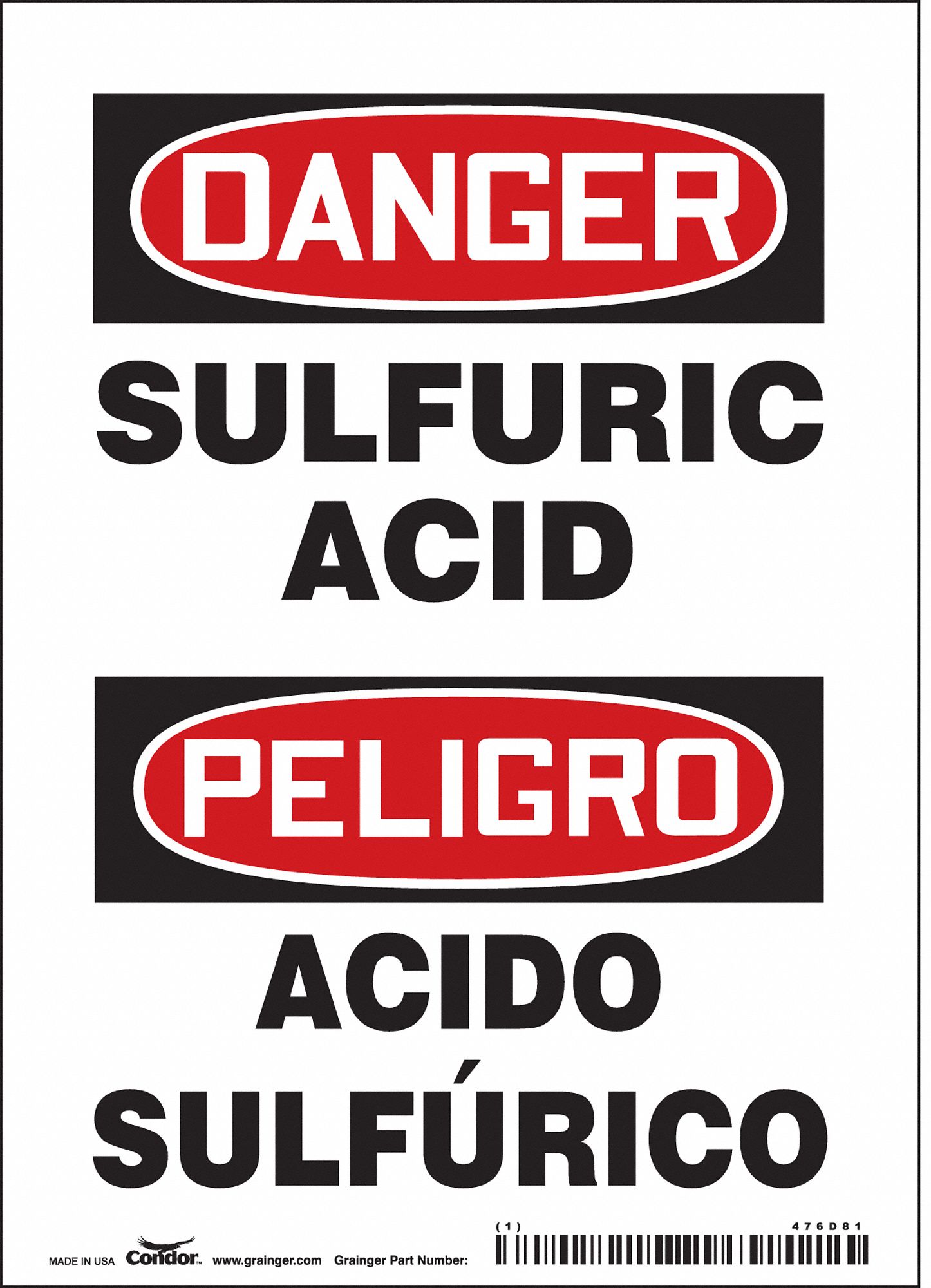 Safety Sign: Vinyl, Adhesive Sign Mounting, 7 in x 5 in Nominal Sign Size, Not Retroreflective