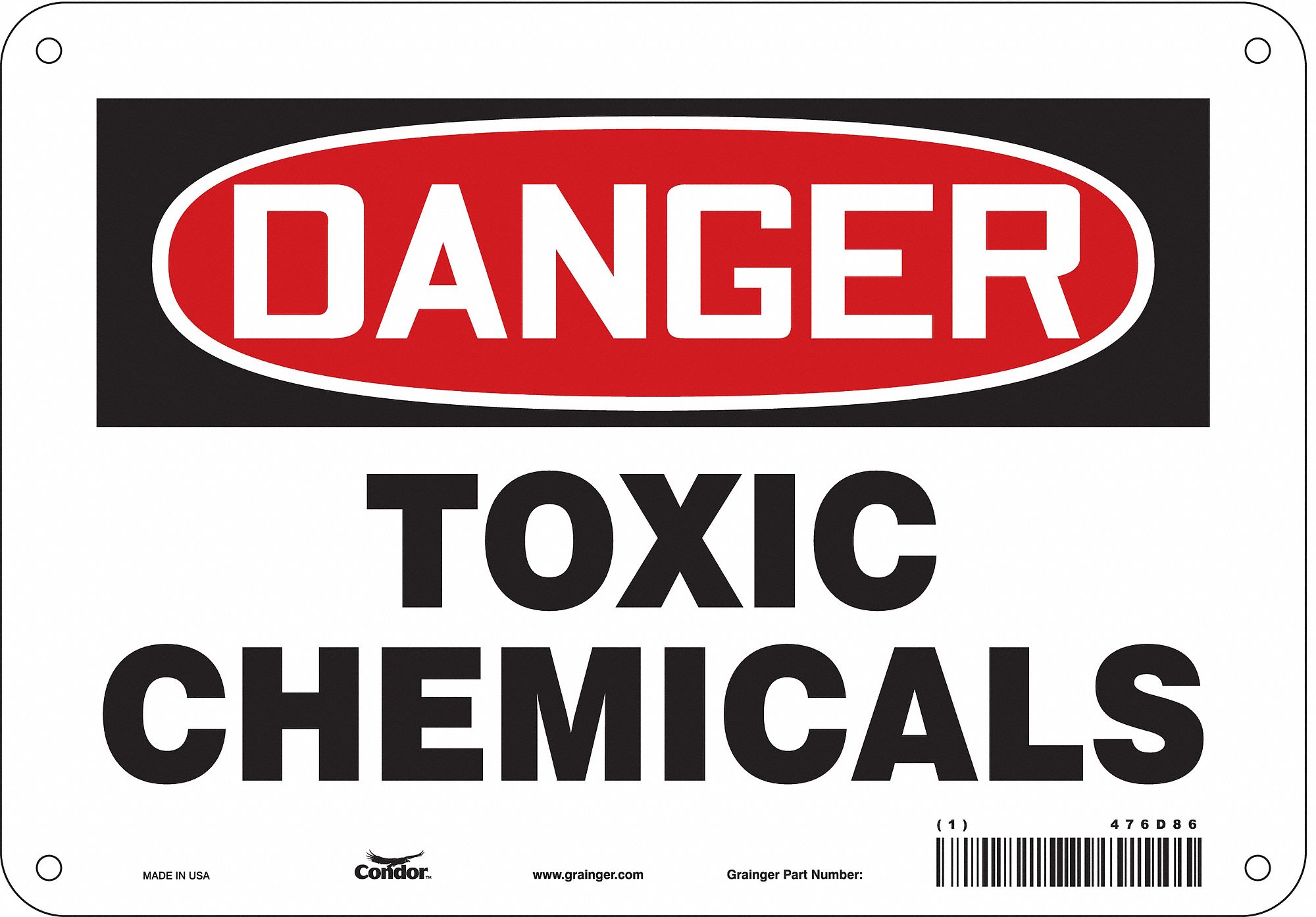 Safety Sign: Polyethylene, Mounting Holes Sign Mounting, 7 in x 10 in Nominal Sign Size