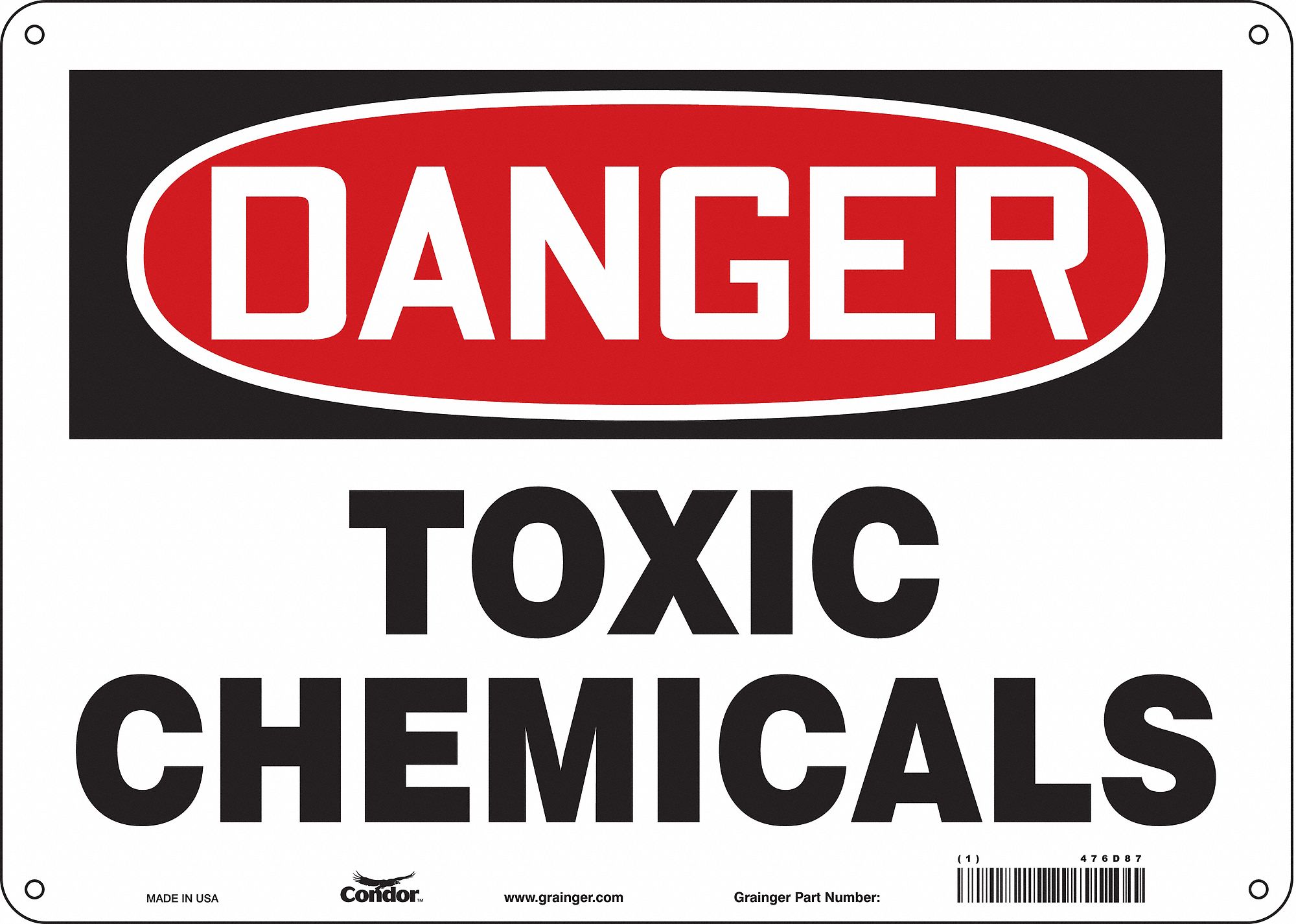 Safety Sign: Polyethylene, Mounting Holes Sign Mounting, 10 in x 14 in Nominal Sign Size