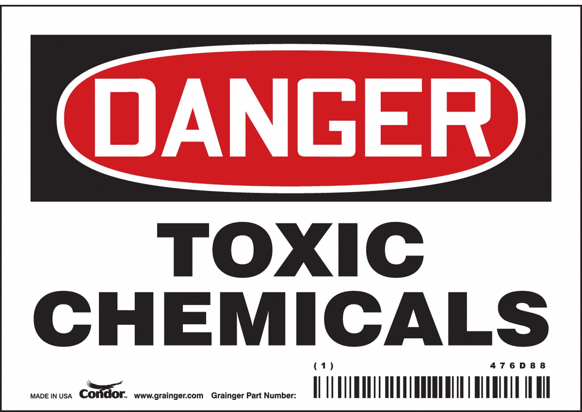 Safety Sign: Vinyl, Adhesive Sign Mounting, 3 1/2 in x 5 in Nominal Sign Size, Not Retroreflective