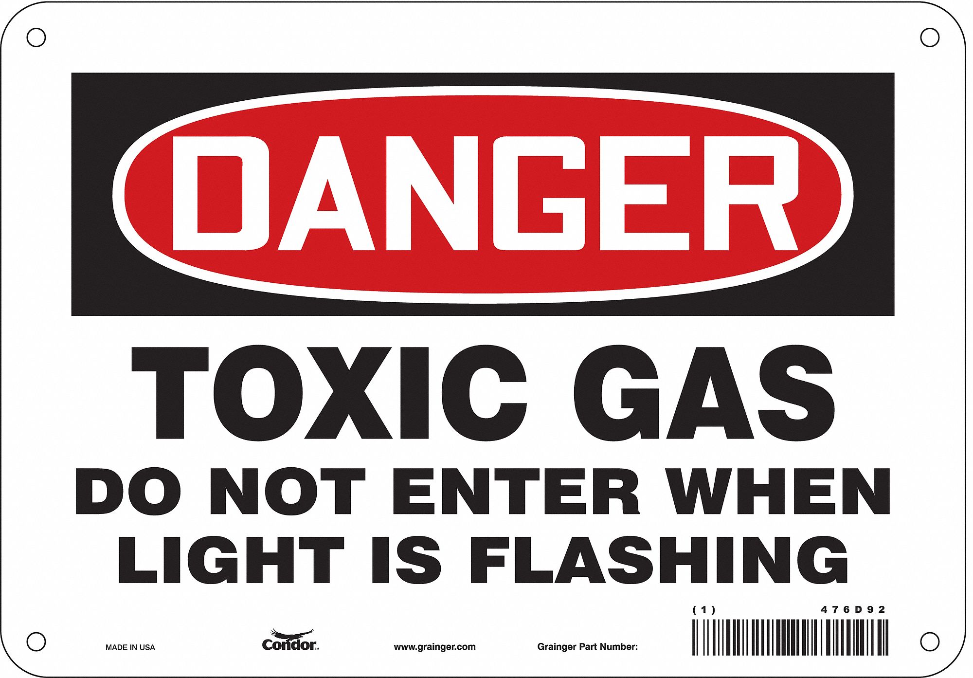 Safety Sign: Aluminum, Mounting Holes Sign Mounting, 7 in x 10 in Nominal Sign Size, 0.032 in Thick
