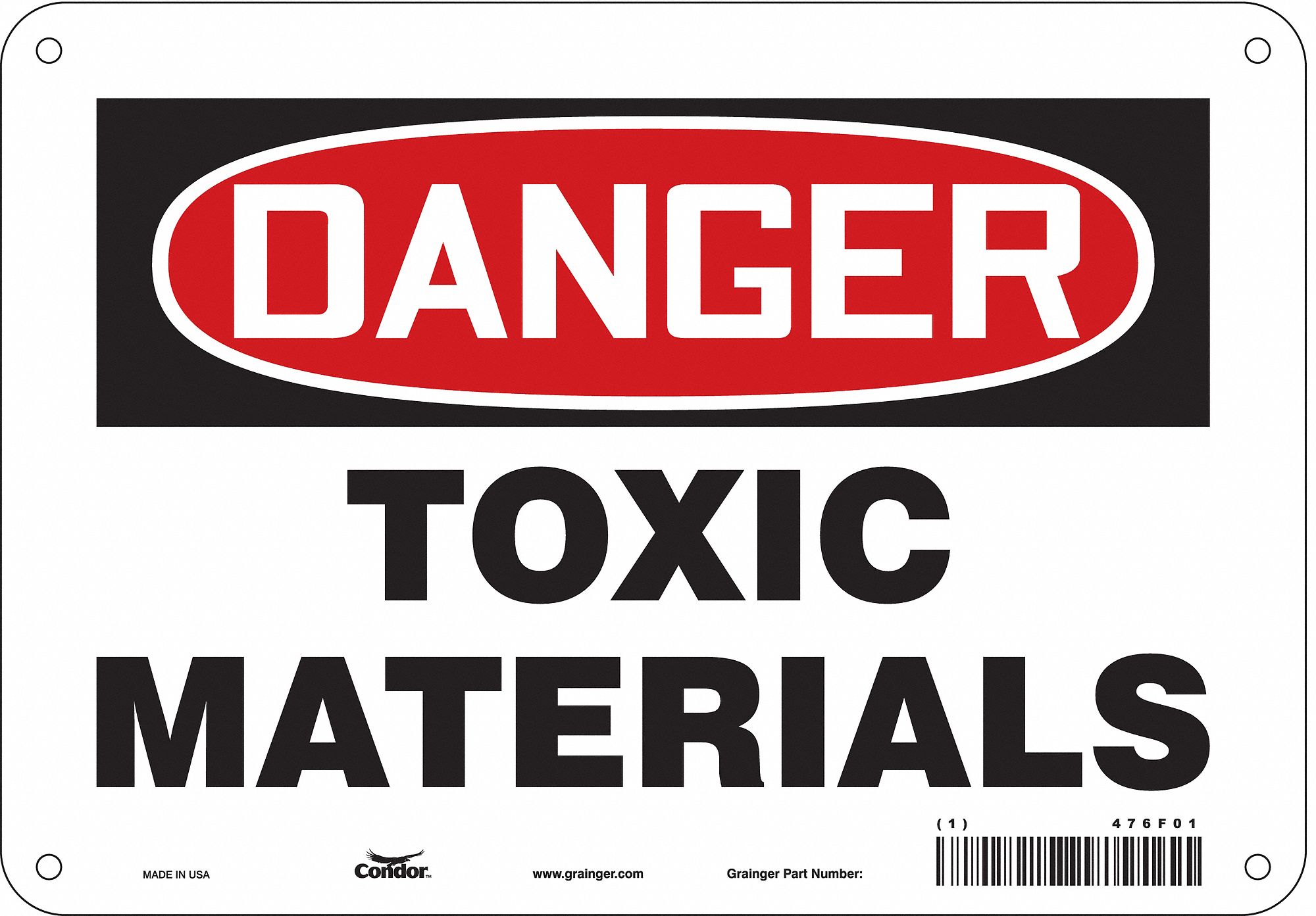 Safety Sign: Aluminum, Mounting Holes Sign Mounting, 7 in x 10 in Nominal Sign Size, 0.032 in Thick