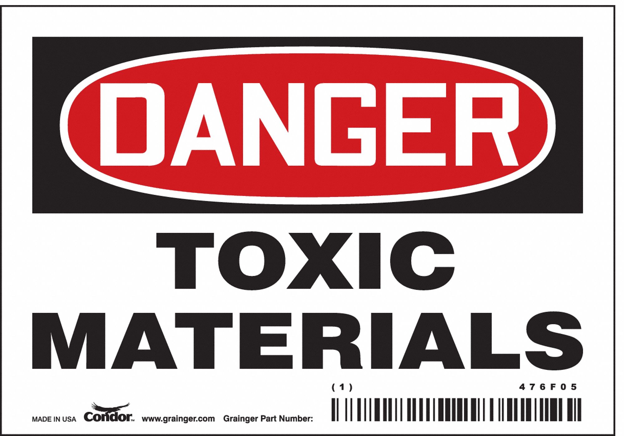 Safety Sign: Vinyl, Adhesive Sign Mounting, 3 1/2 in x 5 in Nominal Sign Size, Not Retroreflective