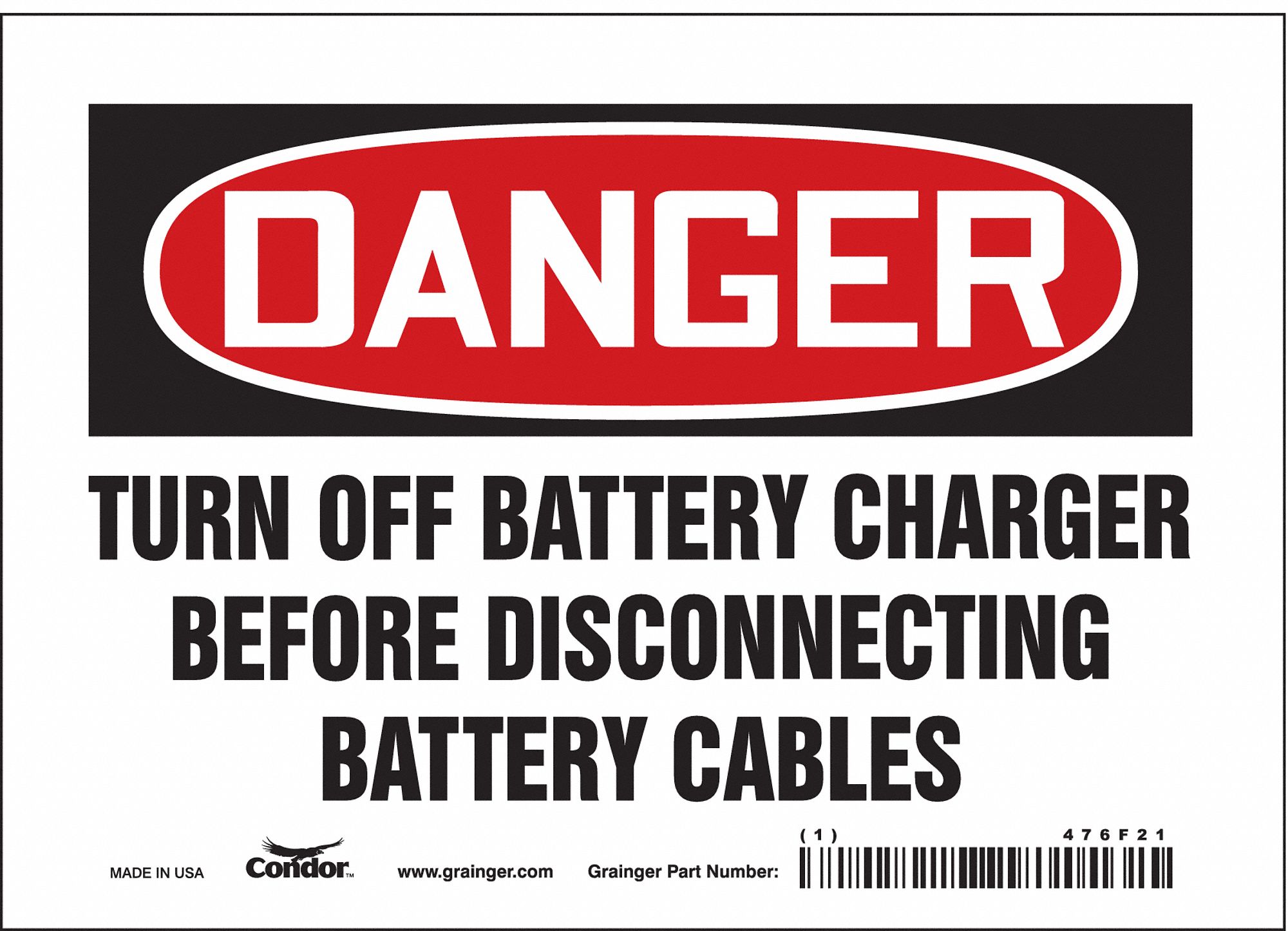 Safety Sign: Vinyl, Adhesive Sign Mounting, 5 in x 7 in Nominal Sign Size, Not Retroreflective