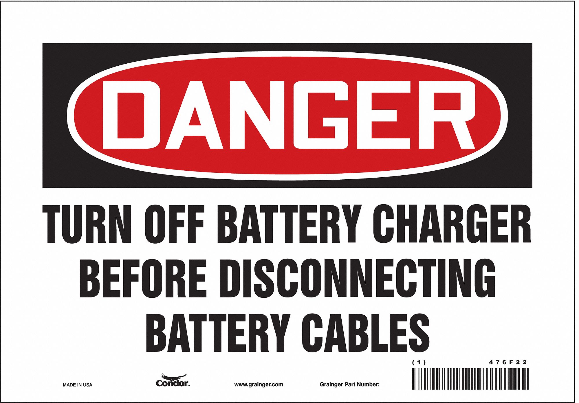 Safety Sign: Vinyl, Adhesive Sign Mounting, 7 in x 10 in Nominal Sign Size, Not Retroreflective