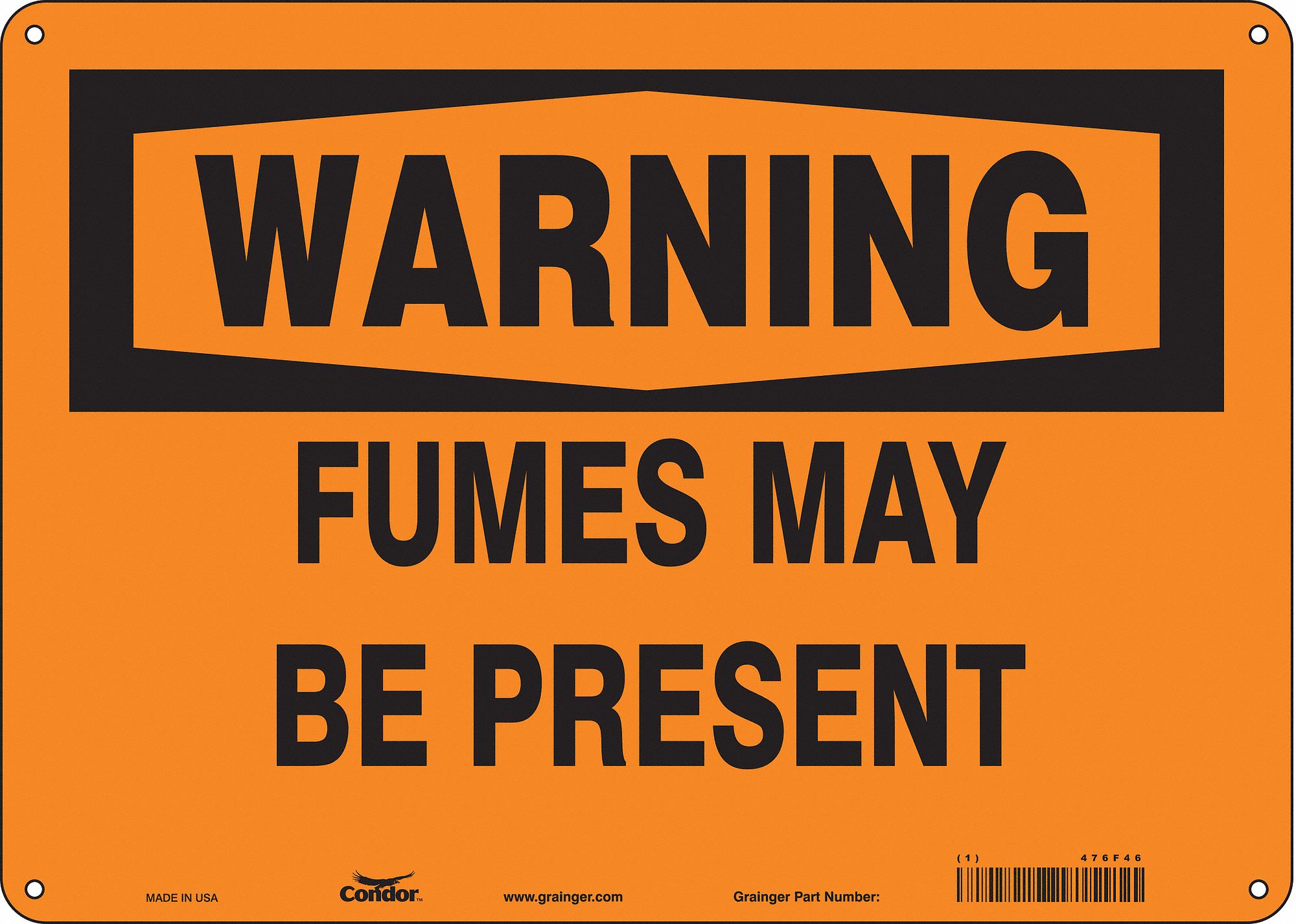 Safety Sign: Aluminum, Mounting Holes Sign Mounting, 10 in x 14 in Nominal Sign Size, 0.032 in Thick