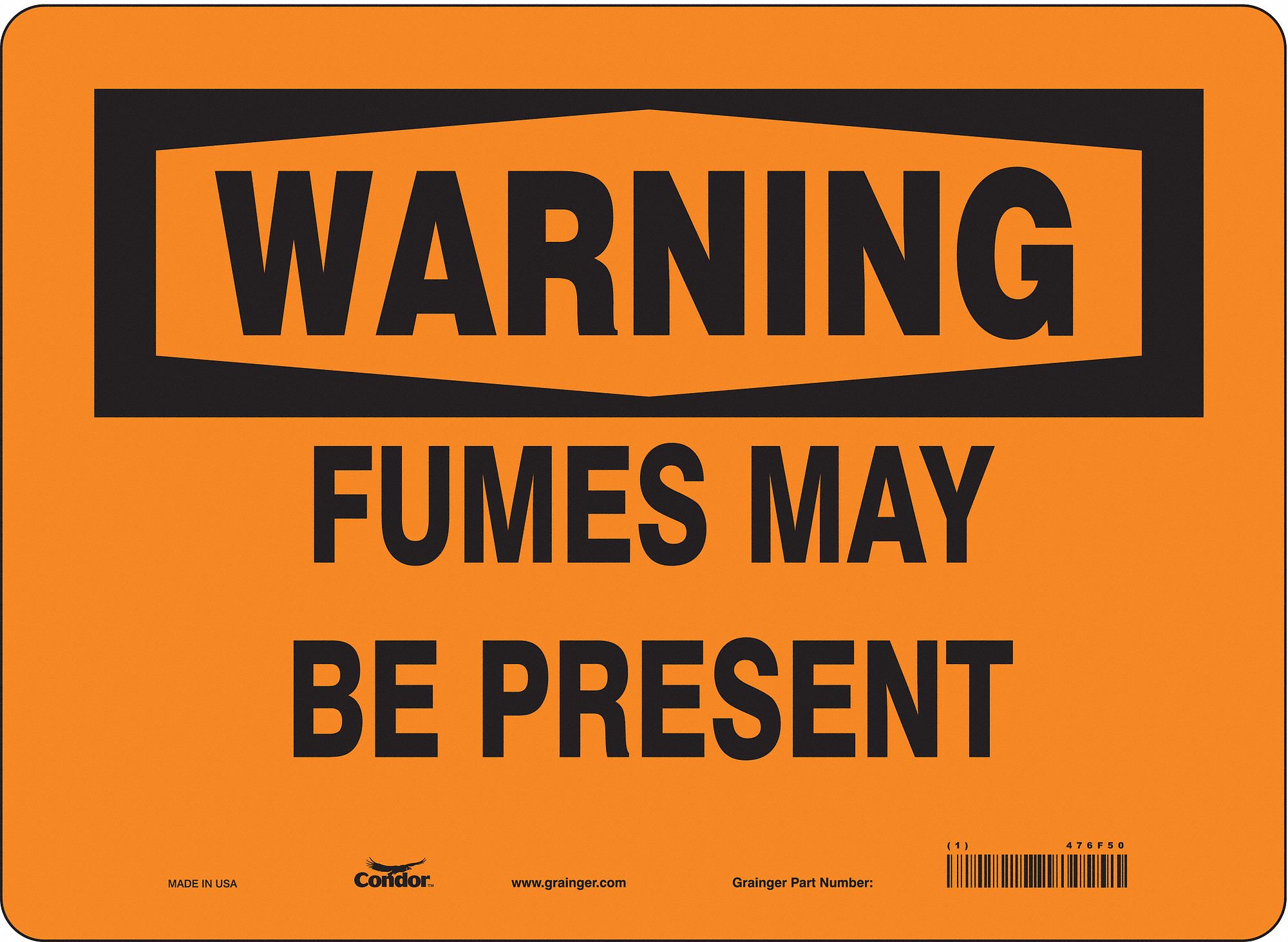 Safety Sign: Vinyl, Adhesive Sign Mounting, 10 in x 14 in Nominal Sign Size, Not Retroreflective