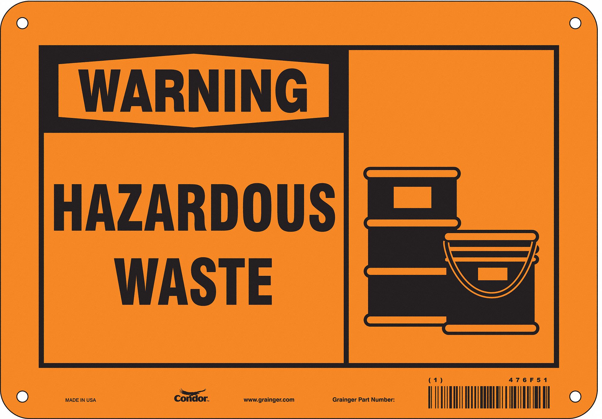 Safety Sign: Aluminum, Mounting Holes Sign Mounting, 7 in x 10 in Nominal Sign Size, 0.032 in Thick