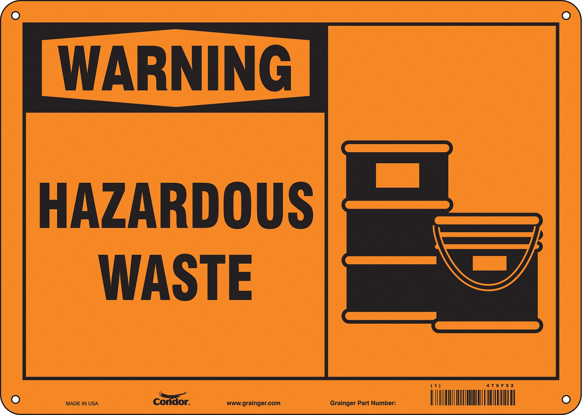 Safety Sign: Aluminum, Mounting Holes Sign Mounting, 10 in x 14 in Nominal Sign Size, 0.032 in Thick