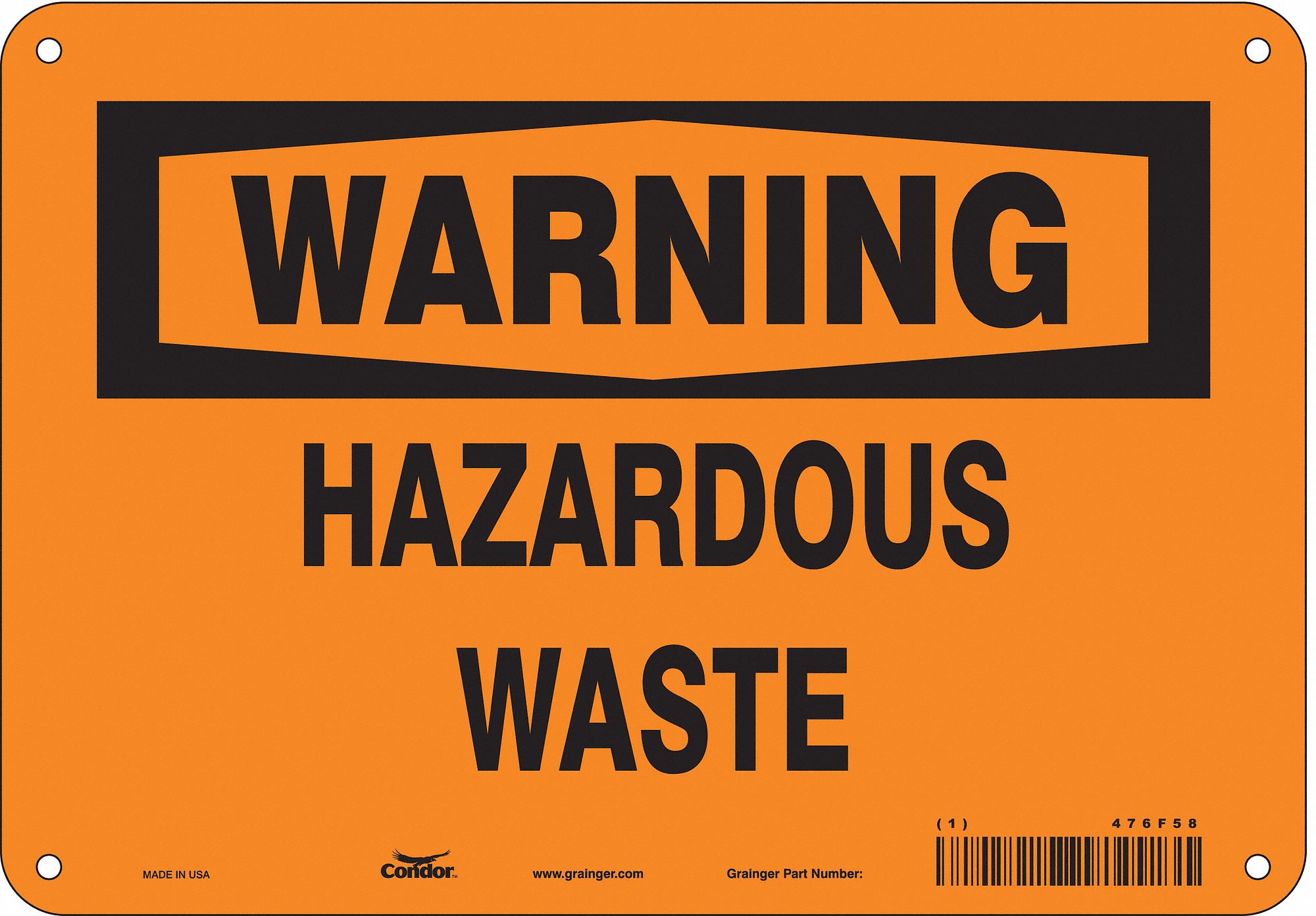 Safety Sign: Aluminum, Mounting Holes Sign Mounting, 7 in x 10 in Nominal Sign Size, 0.032 in Thick