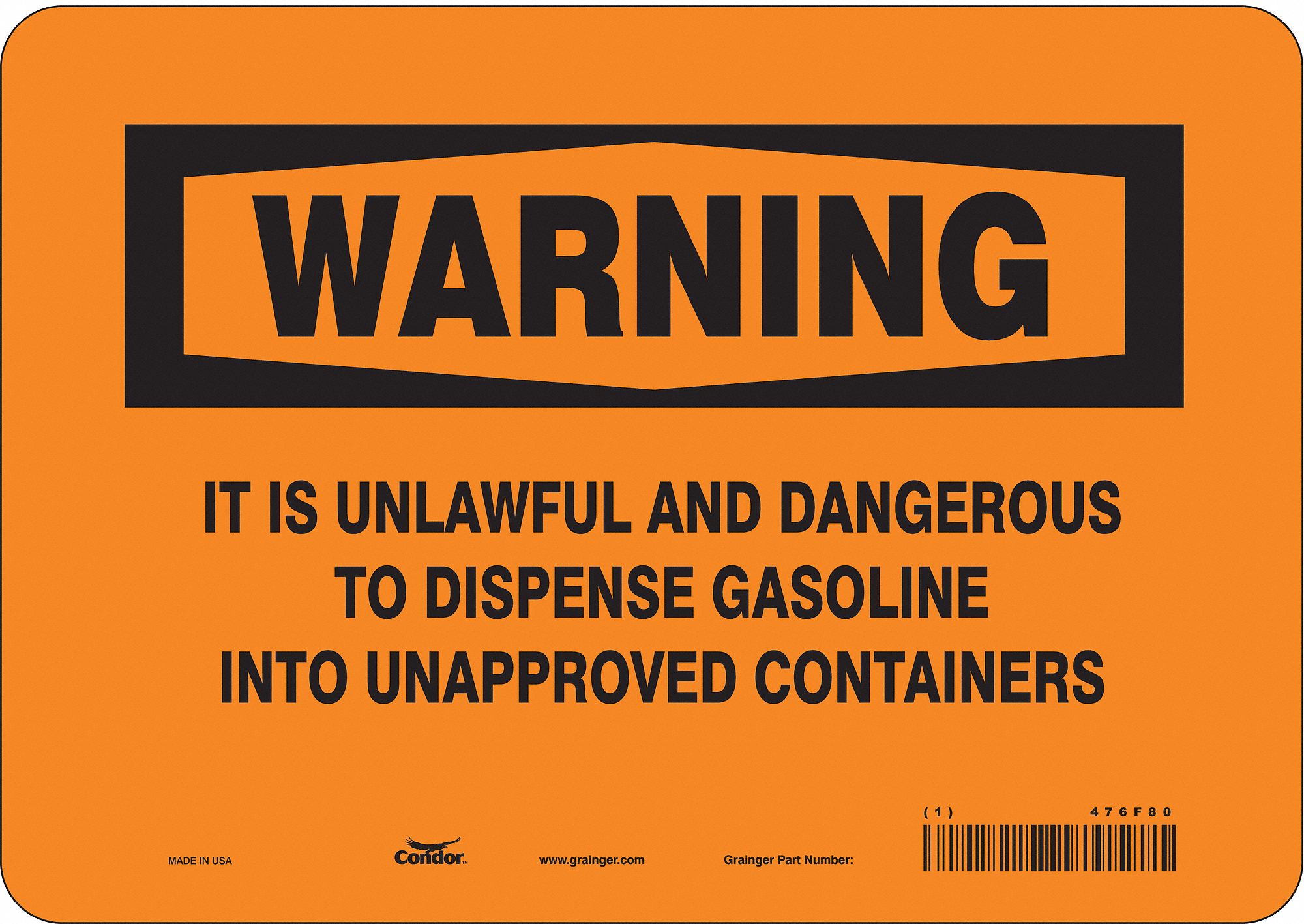 Safety Sign: Vinyl, Adhesive Sign Mounting, 7 in x 10 in Nominal Sign Size, Not Retroreflective