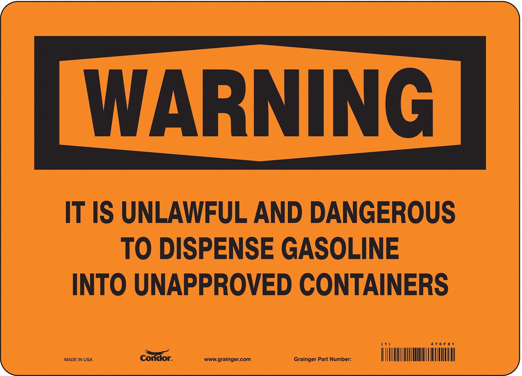 Safety Sign: Vinyl, Adhesive Sign Mounting, 10 in x 14 in Nominal Sign Size, Not Retroreflective